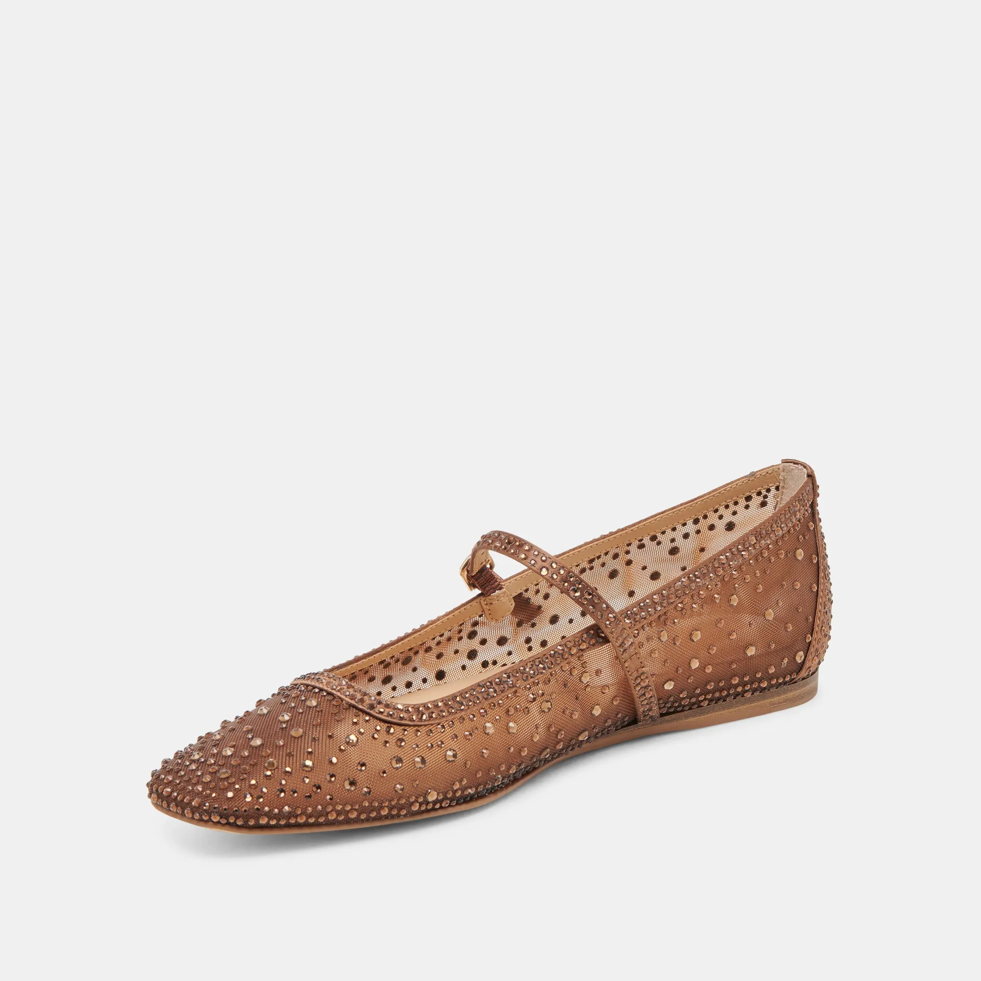REYES BALLERINES CRYSTAL BRUN MOYEN MAILLE