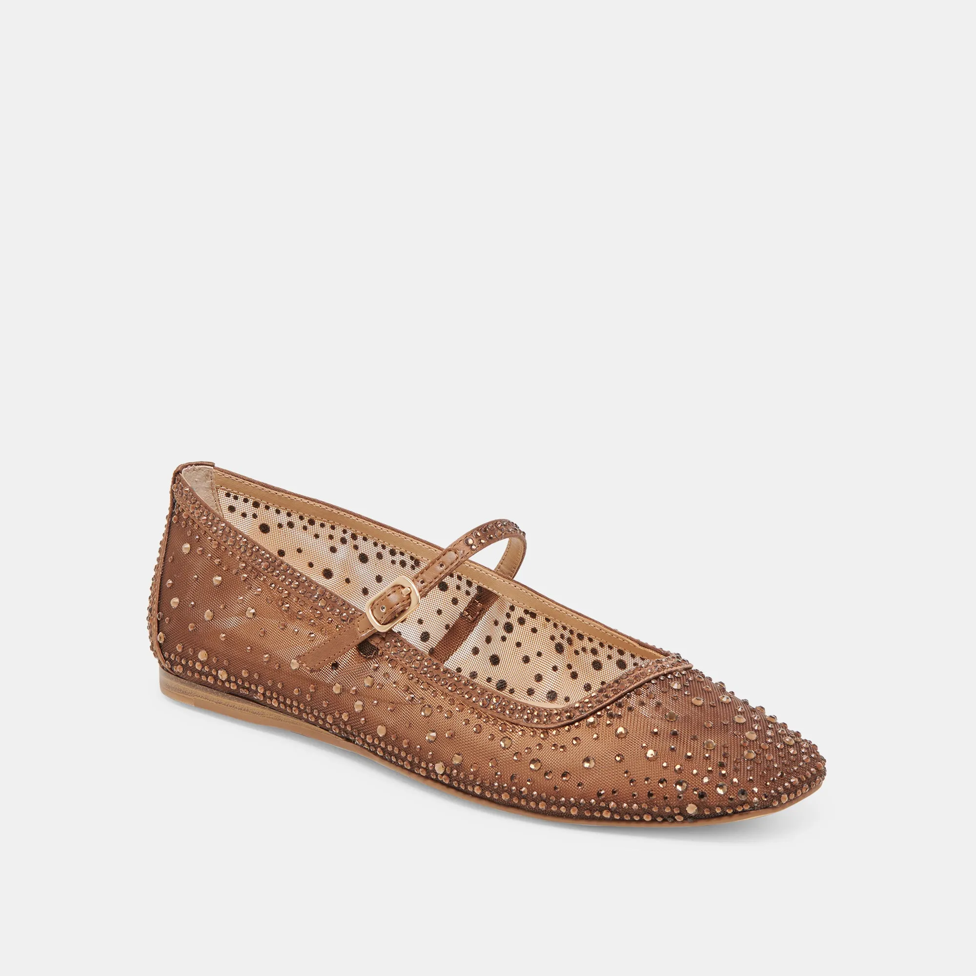 REYES BALLERINES CRYSTAL BRUN MOYEN MAILLE