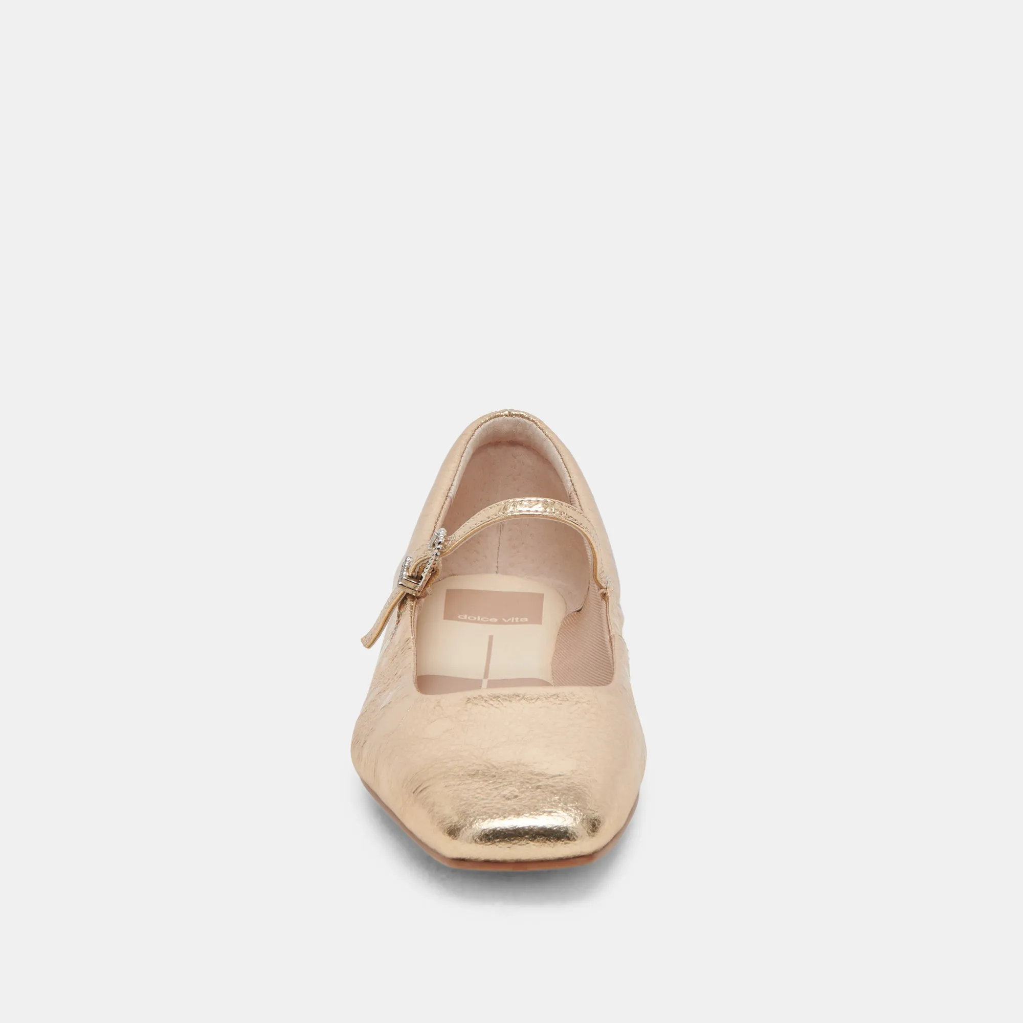 REYES BALLERINES LARGES EN CUIR DORÉ DÉLAVÉ