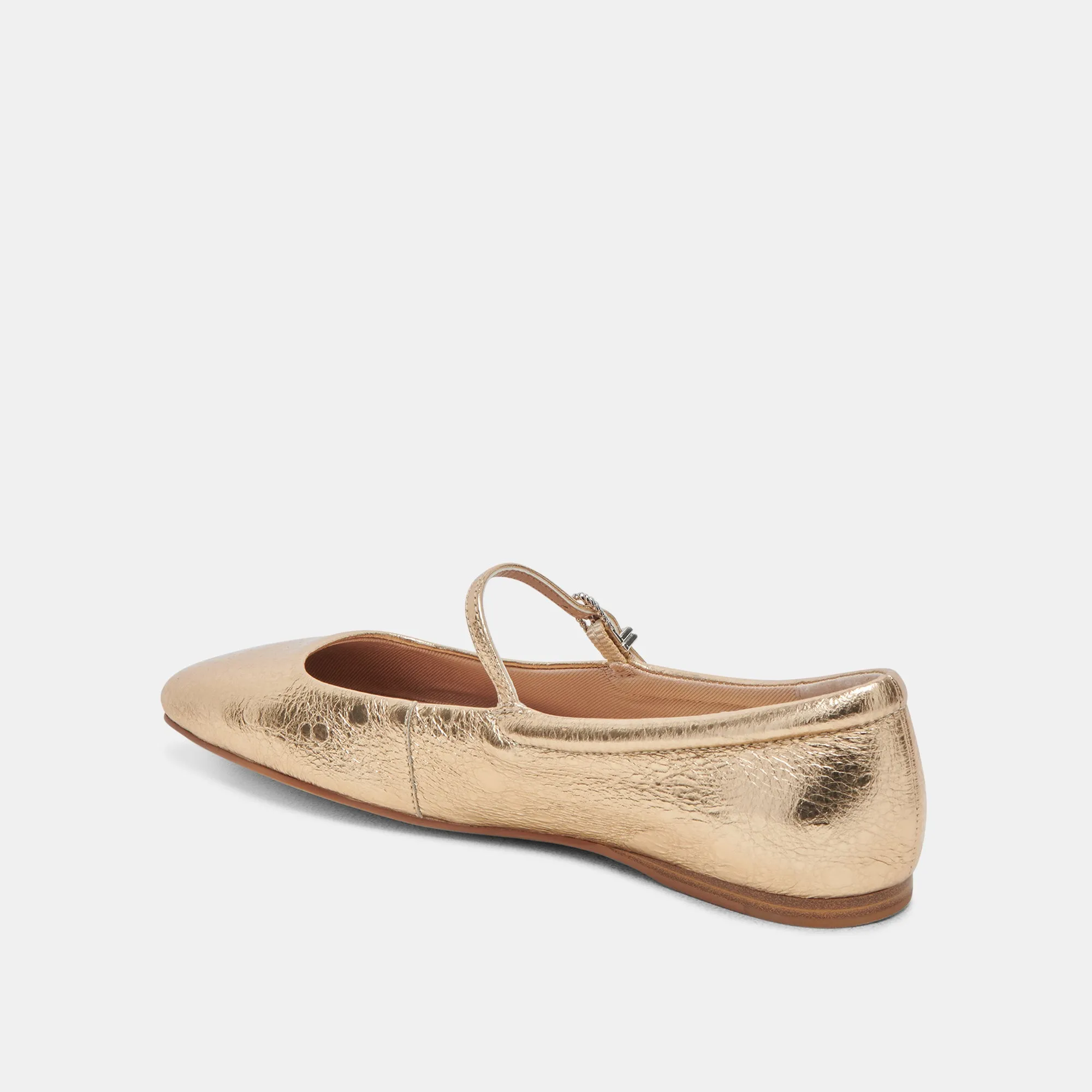 REYES BALLERINES LARGES EN CUIR DORÉ DÉLAVÉ
