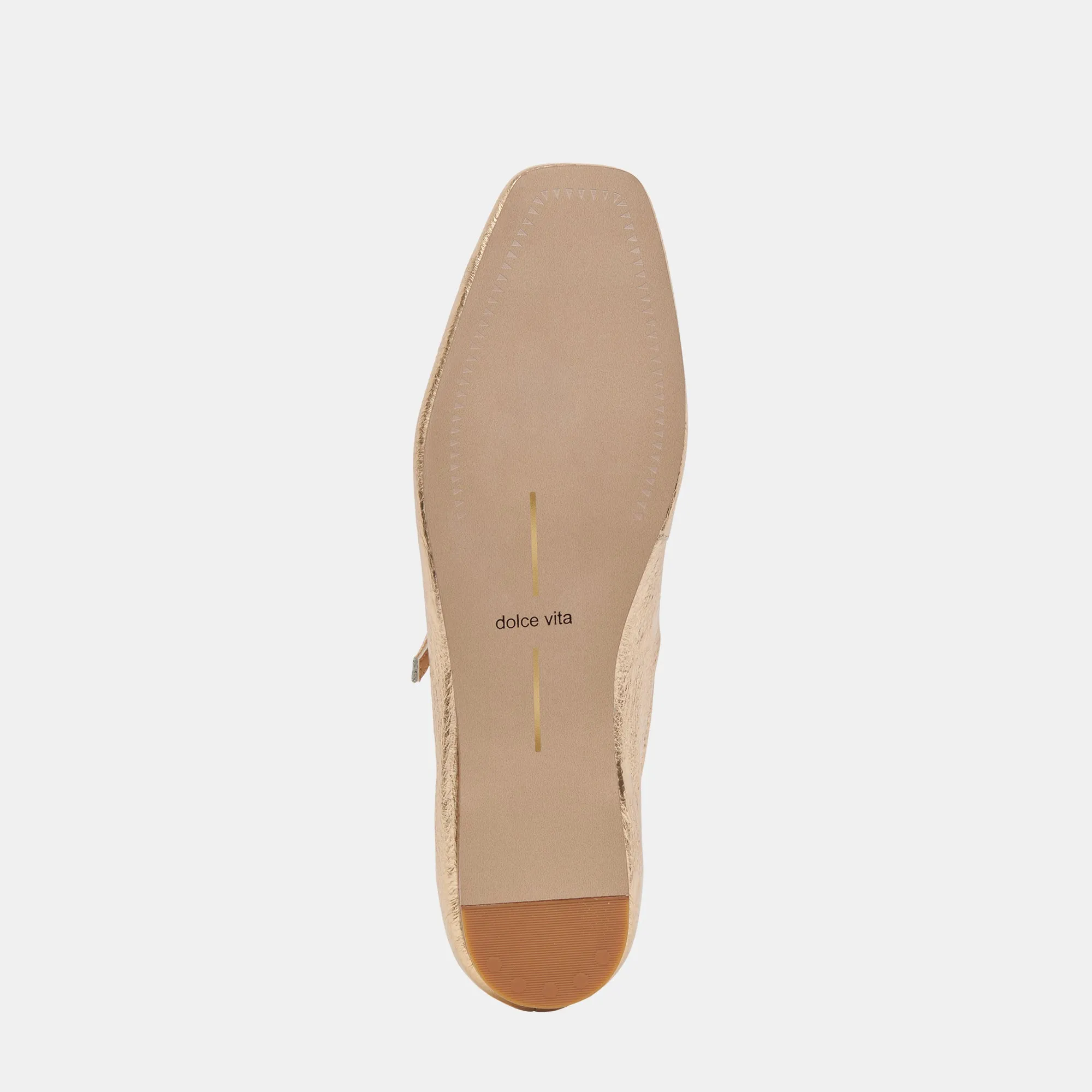 REYES BALLERINES LARGES EN CUIR DORÉ DÉLAVÉ