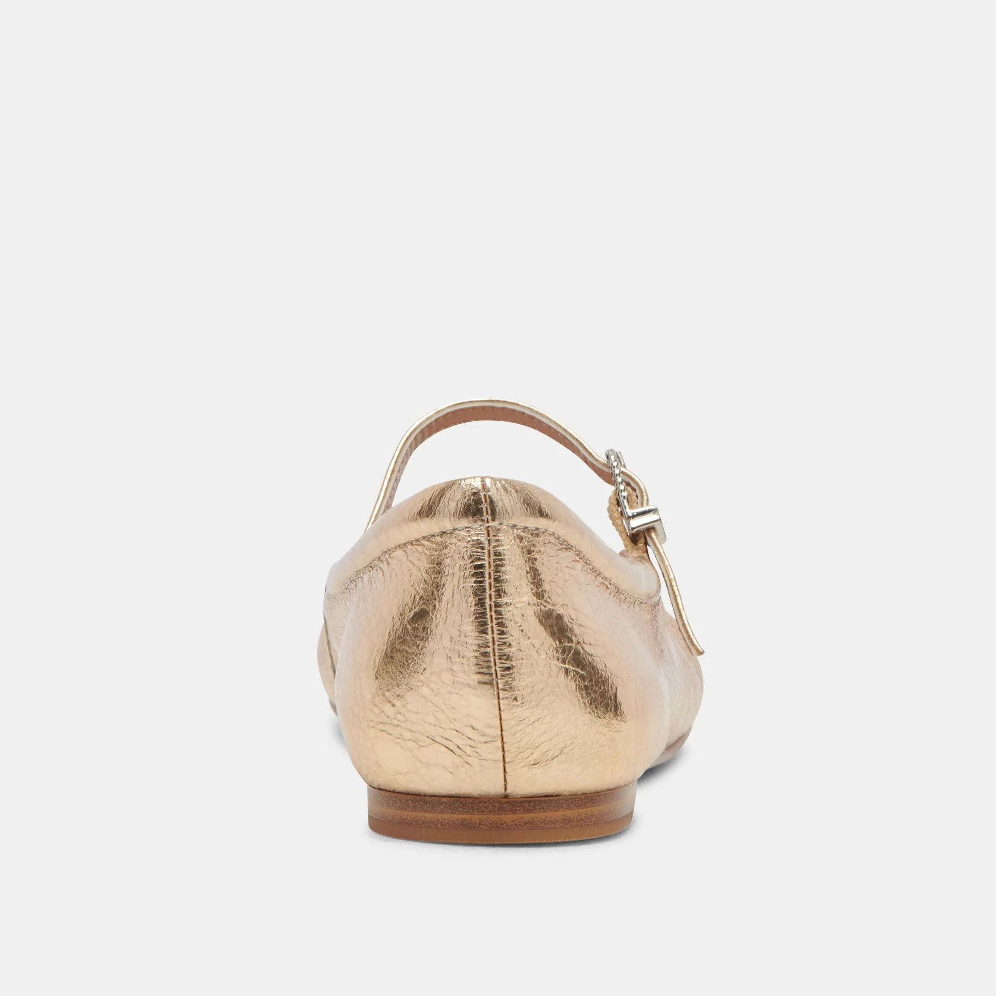 REYES BALLERINES LARGES EN CUIR DORÉ DÉLAVÉ