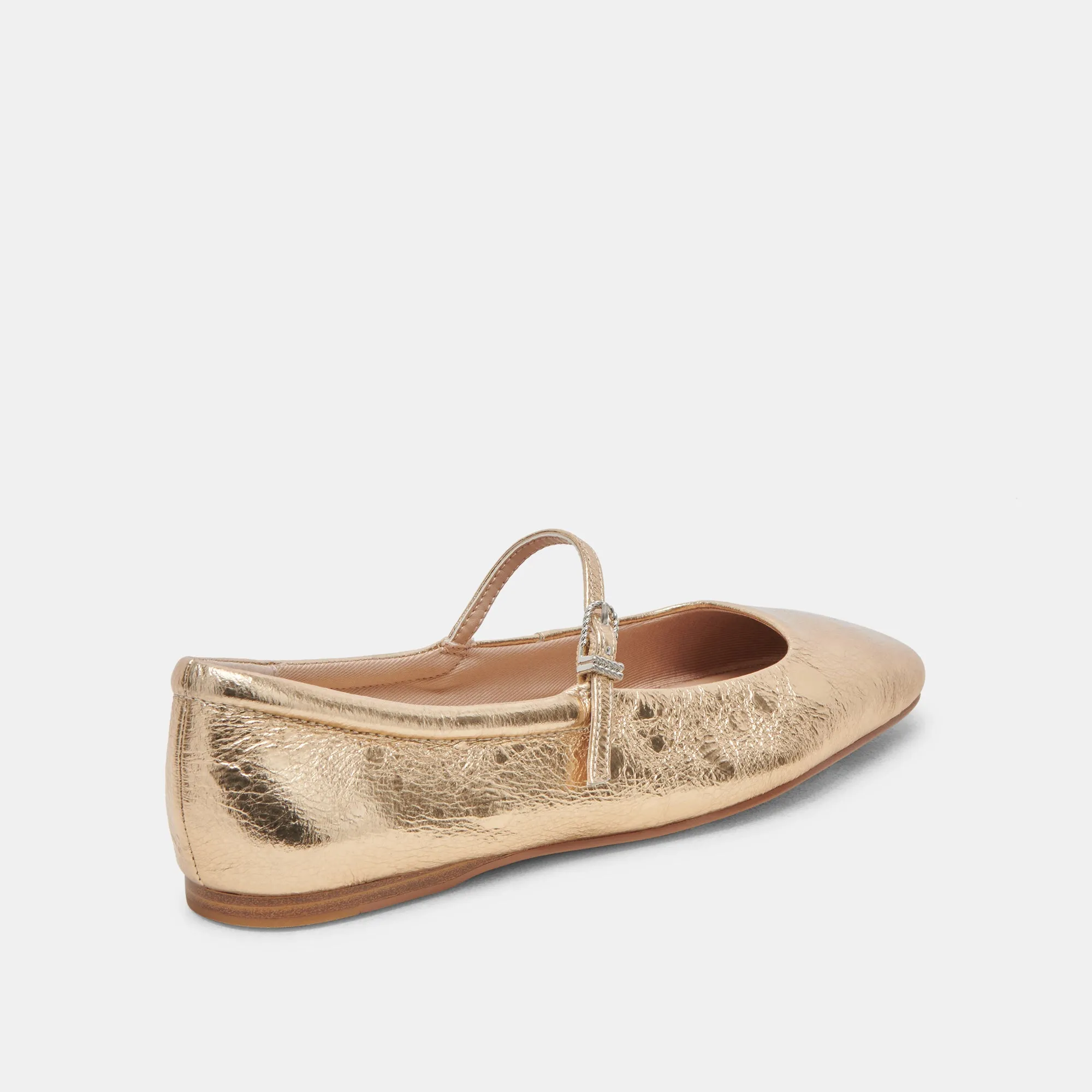 REYES BALLERINES LARGES EN CUIR DORÉ DÉLAVÉ