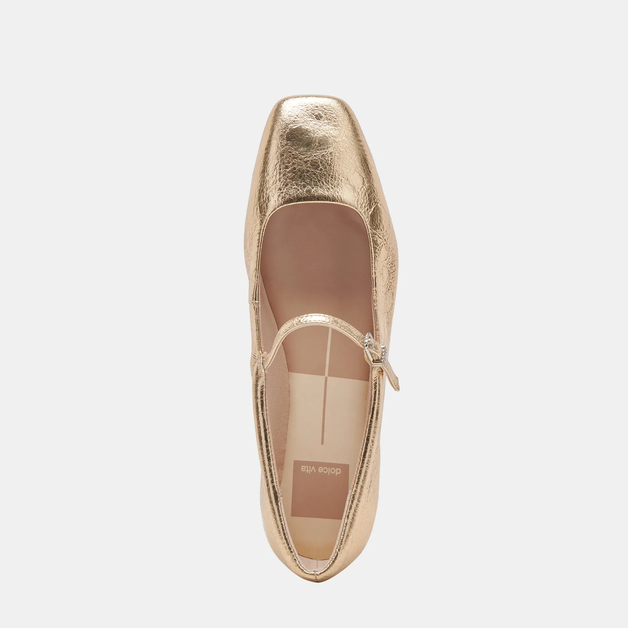 REYES BALLERINES LARGES EN CUIR DORÉ DÉLAVÉ