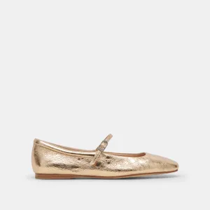 REYES BALLERINES LARGES EN CUIR DORÉ DÉLAVÉ