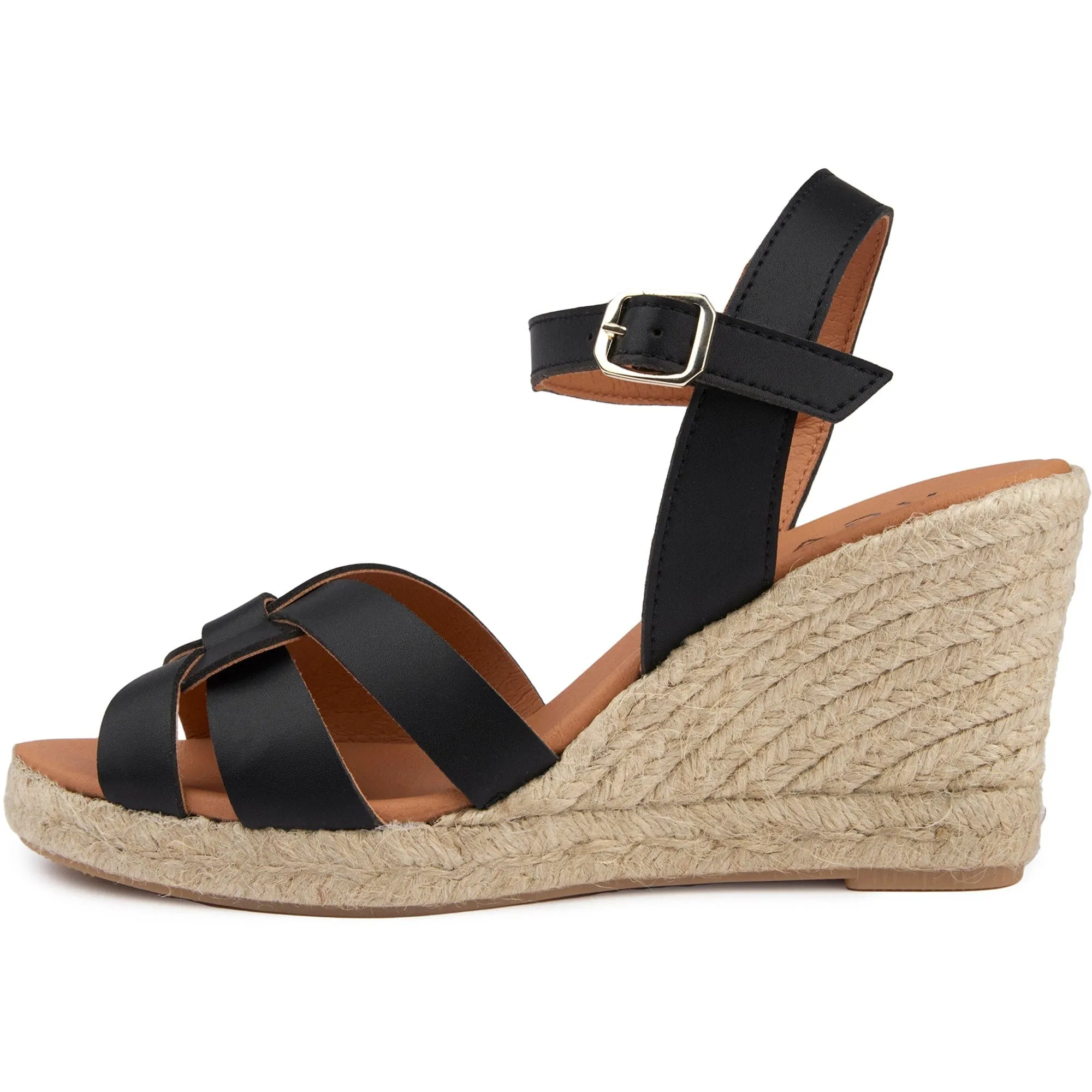 Escarpins à Wedge Espadrille en Simili-Cuir Vegan pour Femme Rhubarbe | Noir