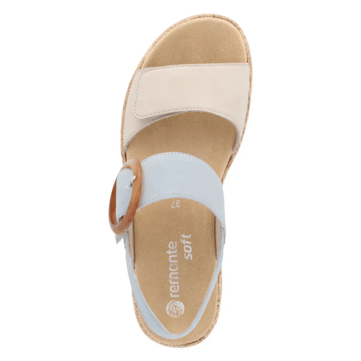 Rieker Femme R6853-12 Jocelyn Beige/Bleu Chaussures en Cuir Rieker