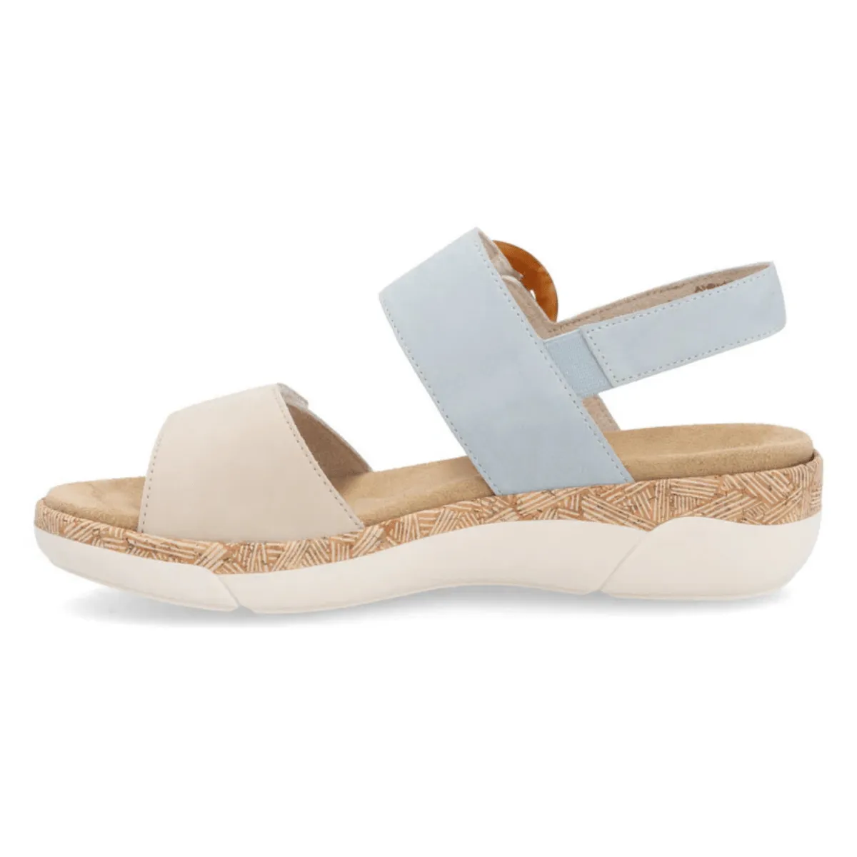 Rieker Femme R6853-12 Jocelyn Beige/Bleu Chaussures en Cuir Rieker