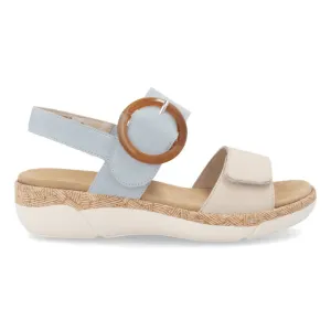 Rieker Femme R6853-12 Jocelyn Beige/Bleu Chaussures en Cuir Rieker