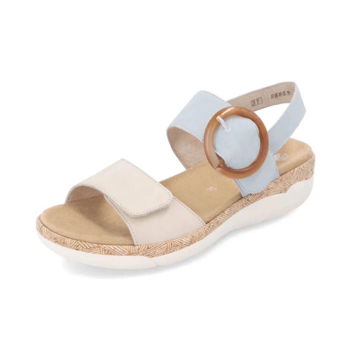 Rieker Femme R6853-12 Jocelyn Beige/Bleu Chaussures en Cuir Rieker