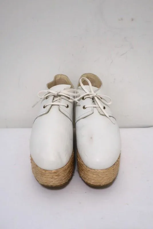 Robert Clergerie Patos Plateforme Espadrille Oxford Cuir Blanc Taille 36.5
