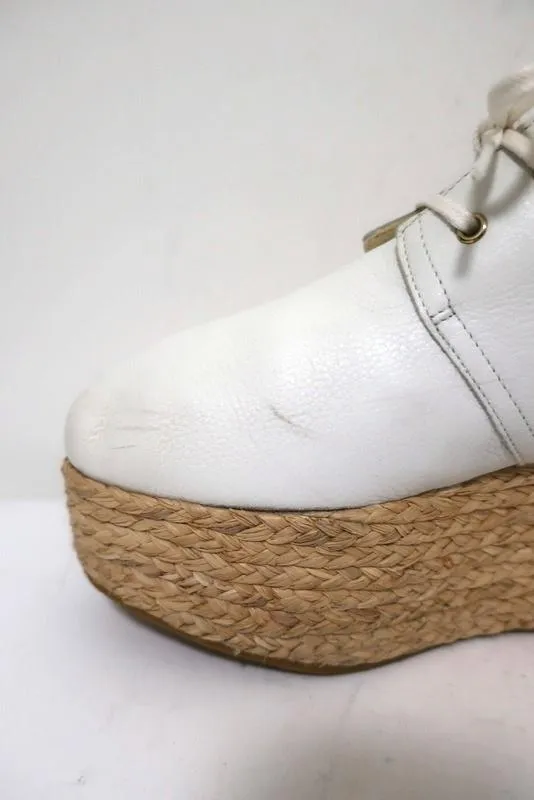 Robert Clergerie Patos Plateforme Espadrille Oxford Cuir Blanc Taille 36.5