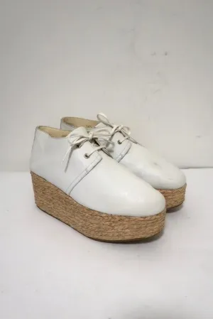 Robert Clergerie Patos Plateforme Espadrille Oxford Cuir Blanc Taille 36.5