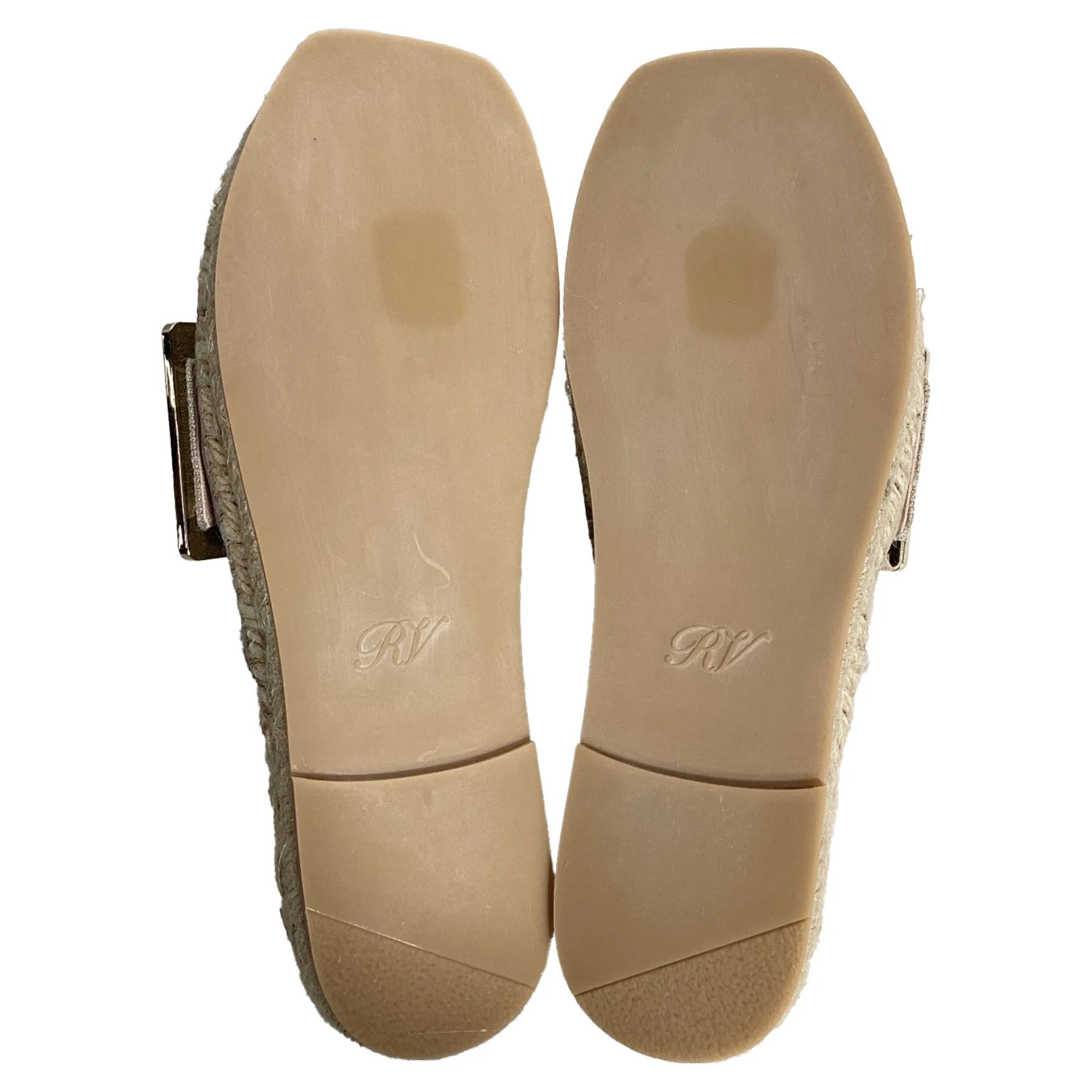 Roger Vivier Strass Espadrille à Plateforme en Toile de Lin Beige
