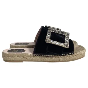 Roger Vivier Strass Espadrille à Plateforme en Velours Noir_Roger-Vivier