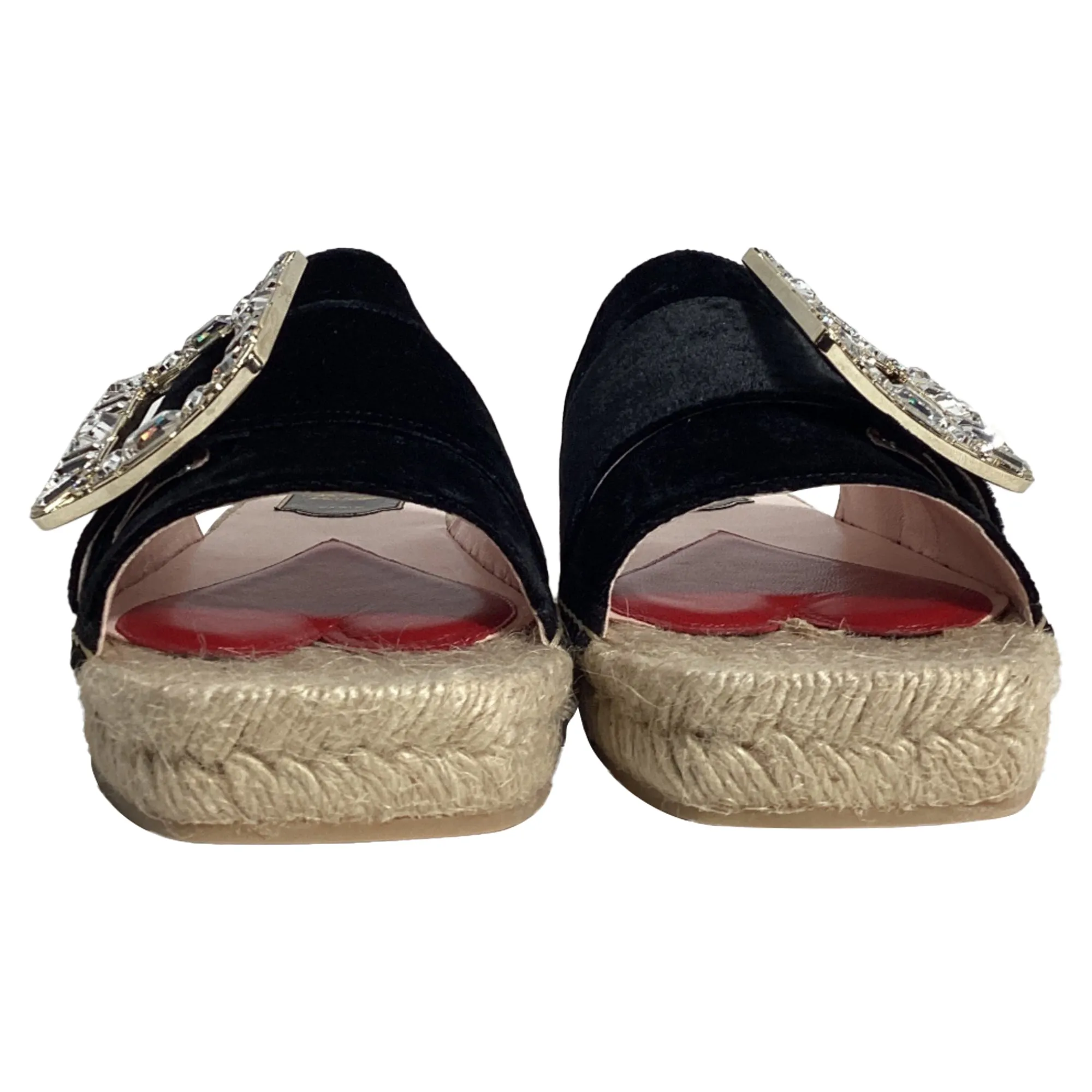 Roger Vivier Strass Espadrille à Plateforme en Velours Noir_Roger-Vivier