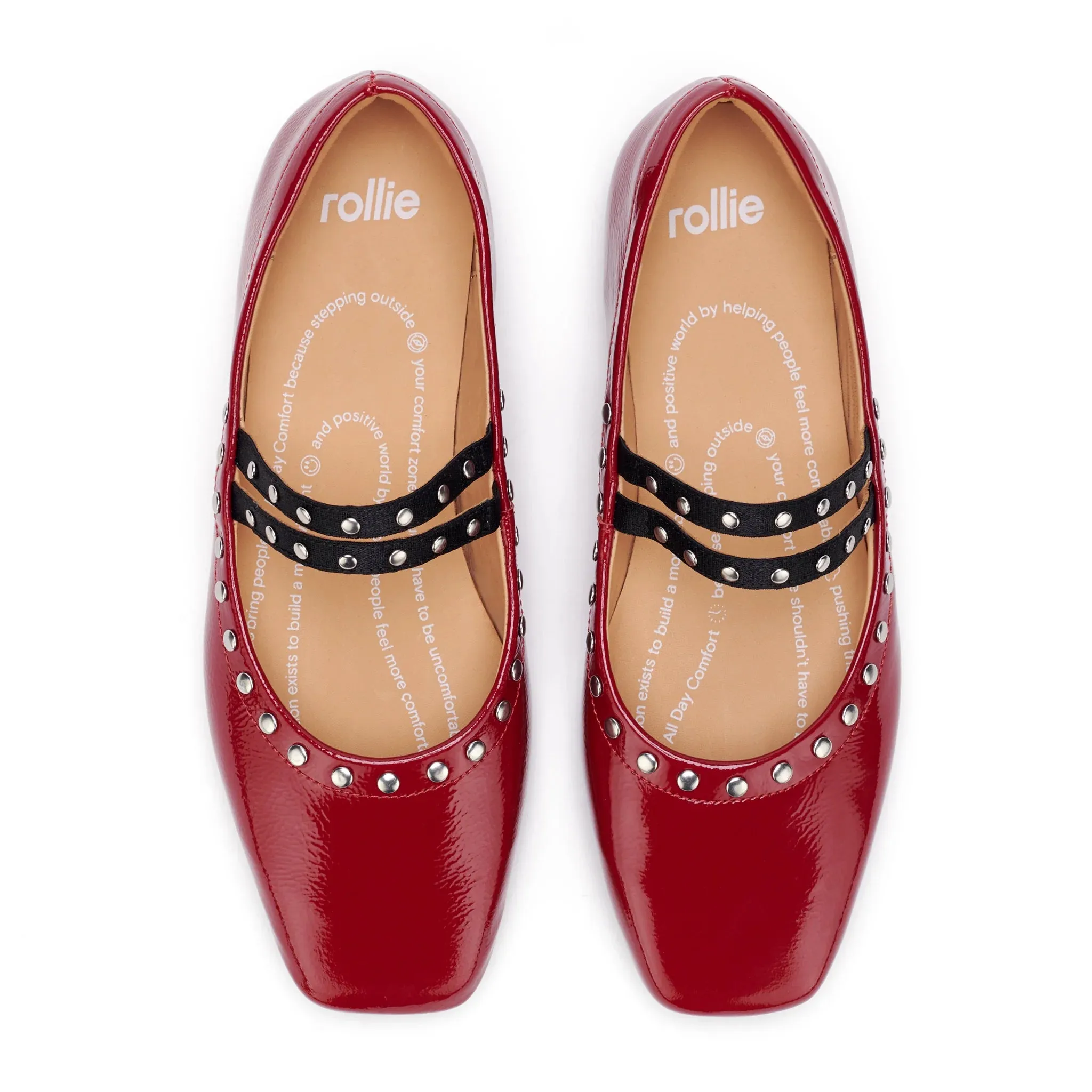 Rollie Ballet Mary Jane Stud Chaussures en vernis Merlot_Rollie