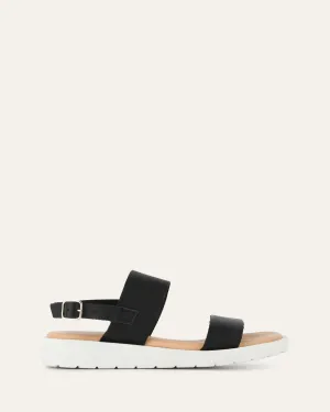SANDALES PLATES ROSALIE EN CUIR NOIR