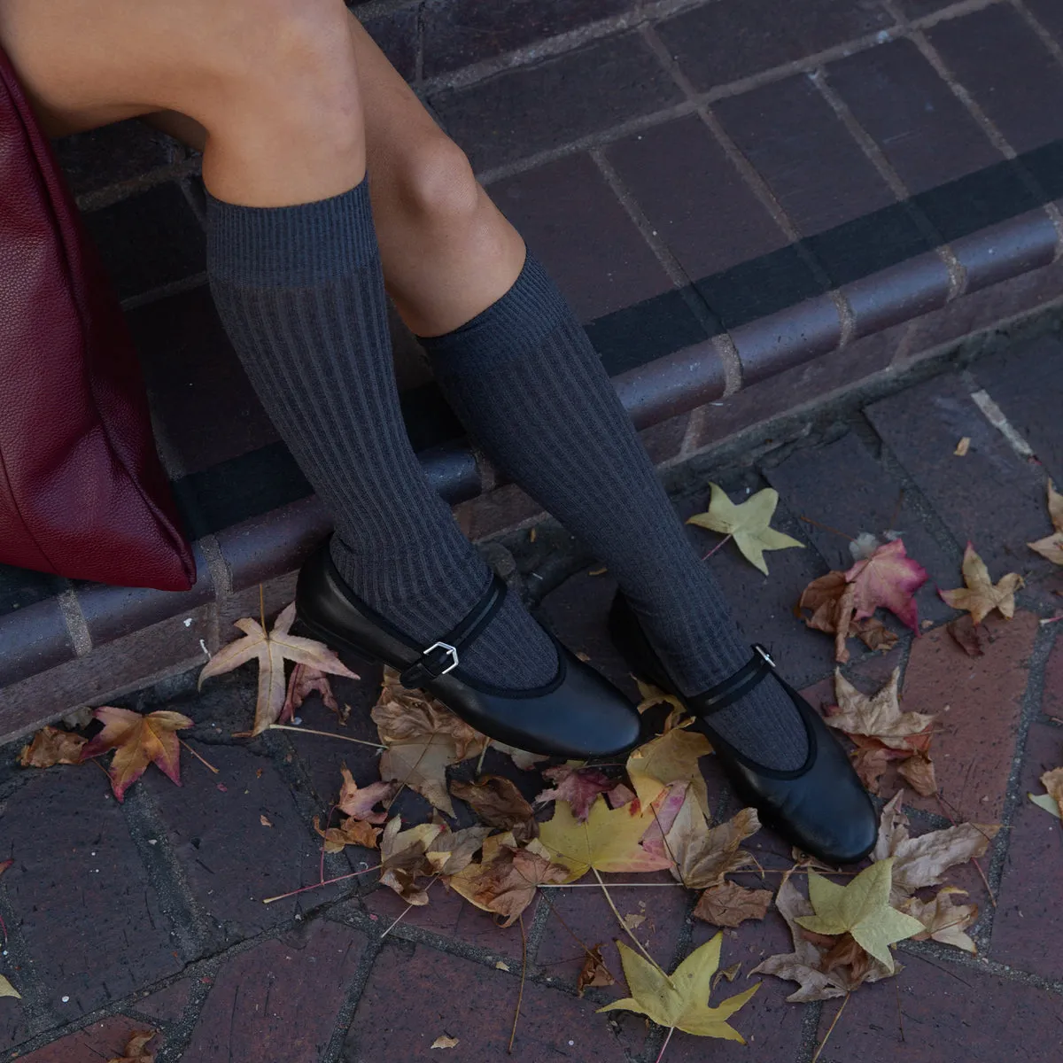 BALLERINES ROSLYN EN CUIR NOIR