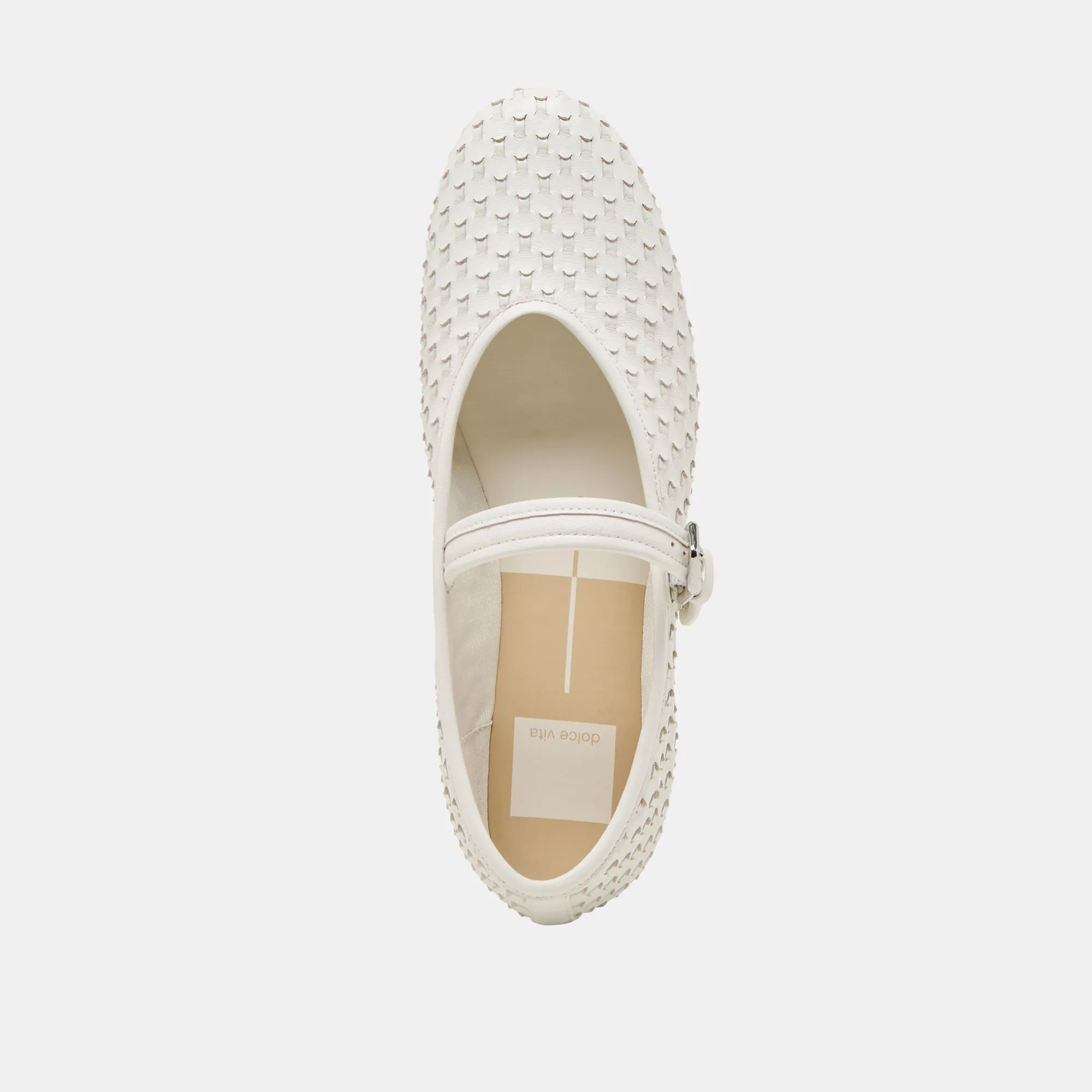 ROSLYN BALLETTES TISSÉES BLANC VÉRITABLE CUIR TISSÉ