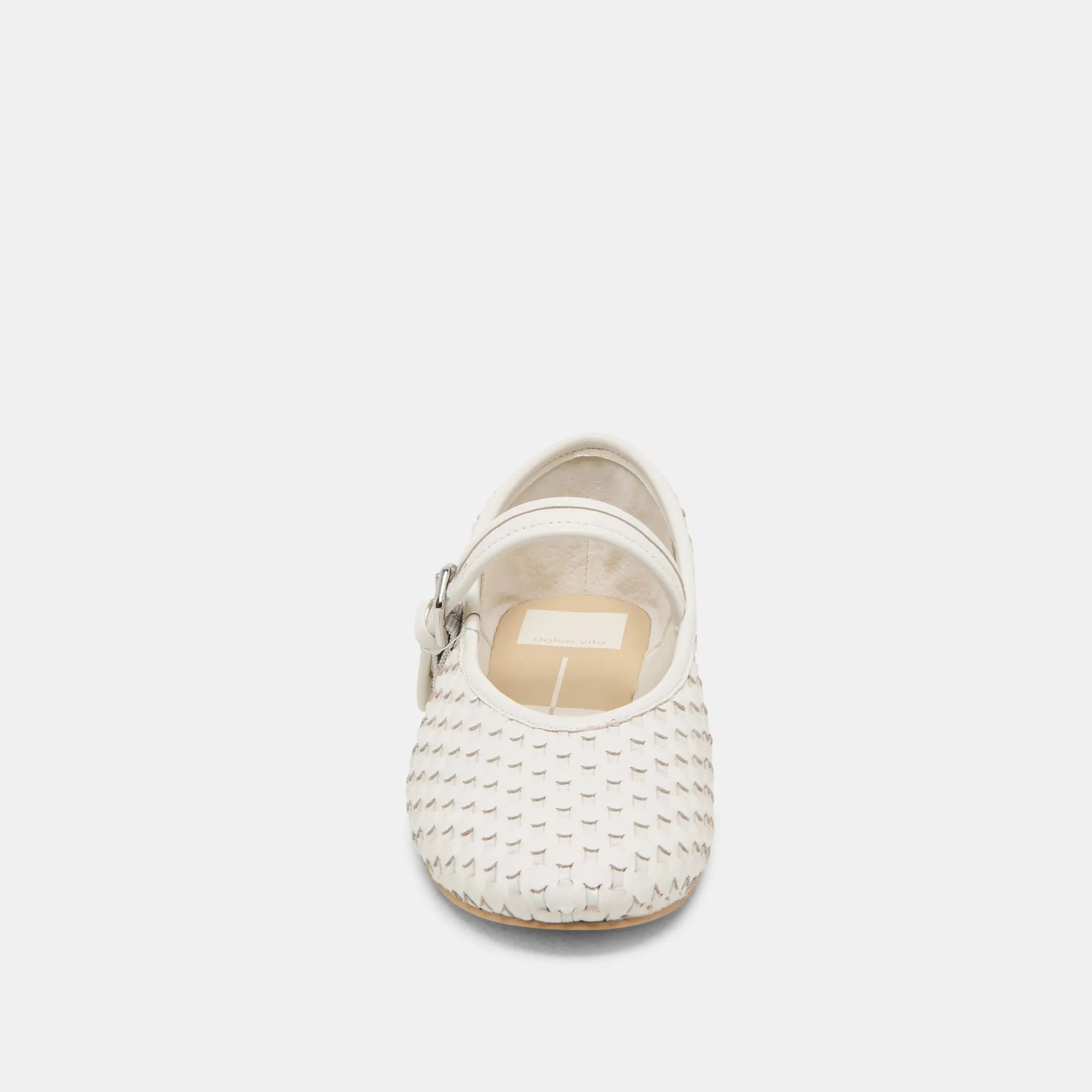 ROSLYN BALLETTES TISSÉES BLANC VÉRITABLE CUIR TISSÉ