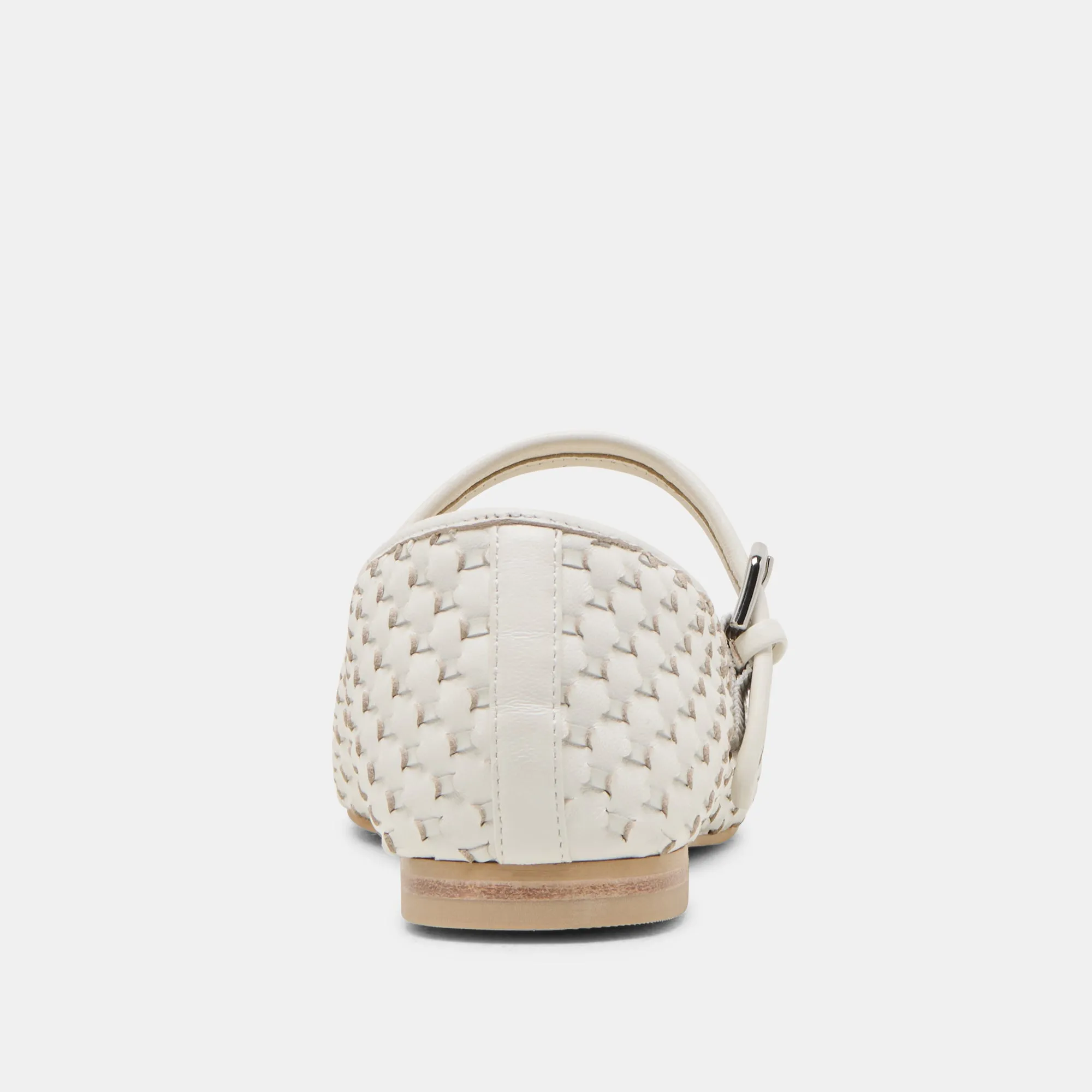 ROSLYN BALLETTES TISSÉES BLANC VÉRITABLE CUIR TISSÉ