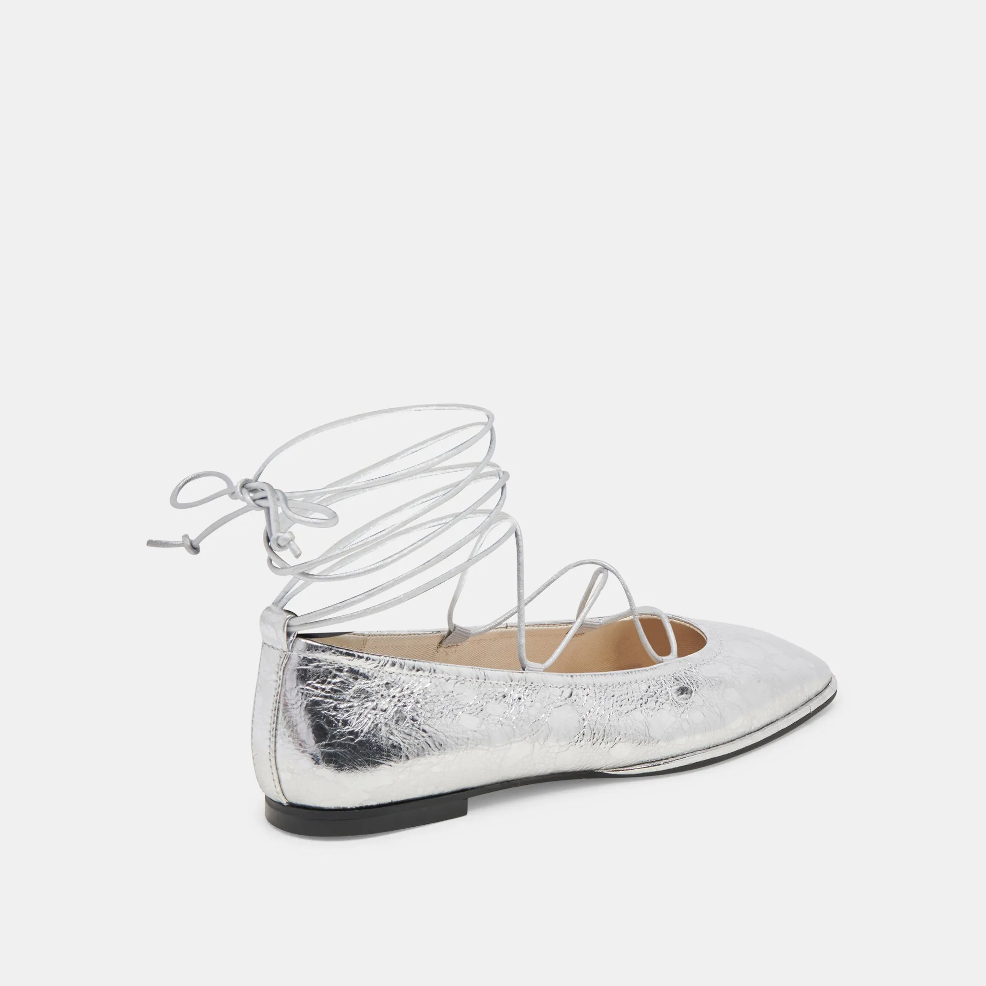 BALLERINES RYDER EN CUIR ARGENTÉ VIEILLI