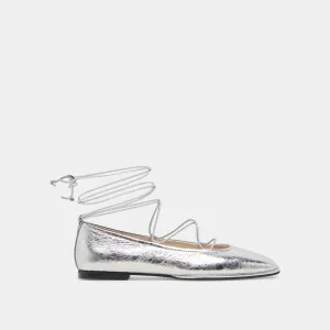BALLERINES RYDER EN CUIR ARGENTÉ VIEILLI