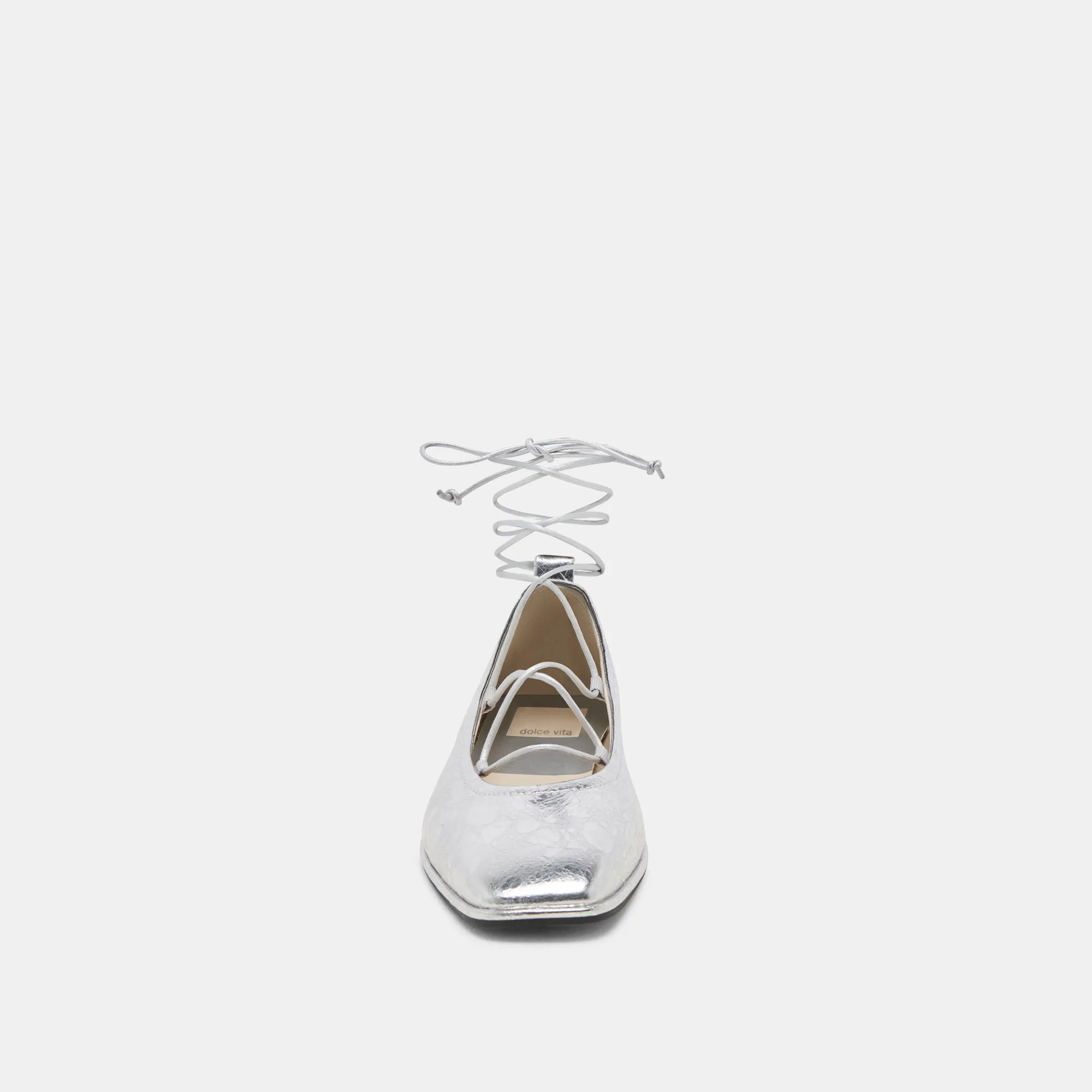 BALLERINES RYDER EN CUIR ARGENTÉ VIEILLI
