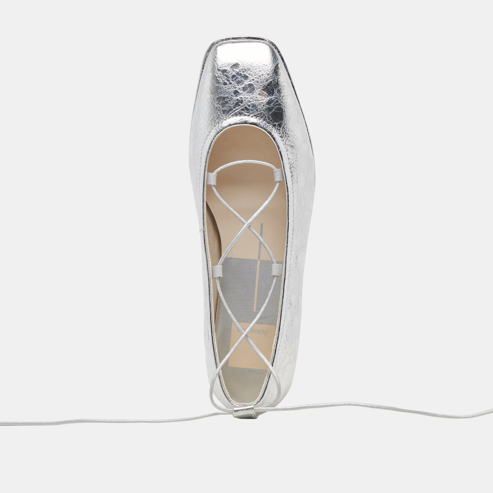 BALLERINES RYDER EN CUIR ARGENTÉ VIEILLI
