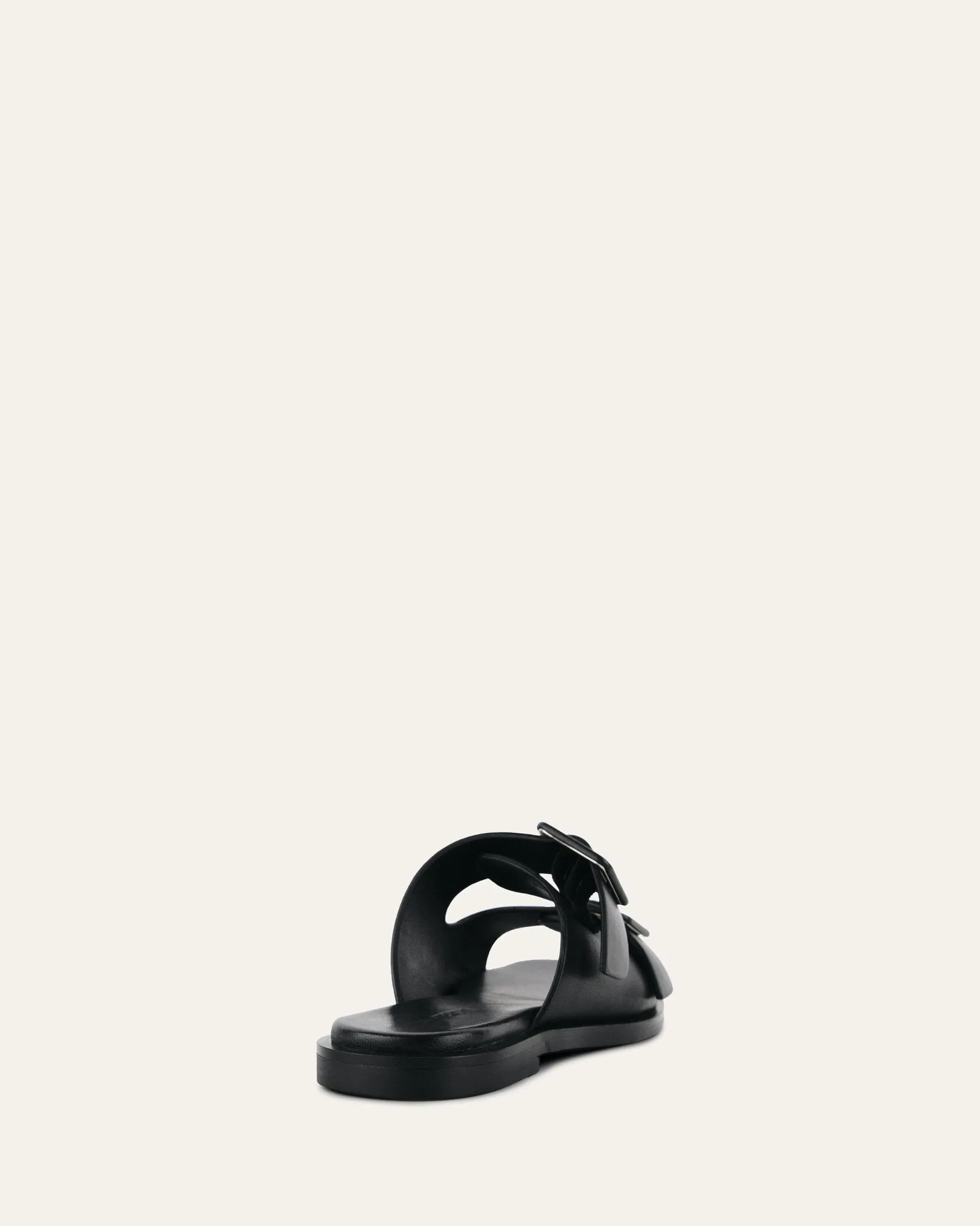 SEBASTIAN FLAT SLIDE EN CUIR NOIR