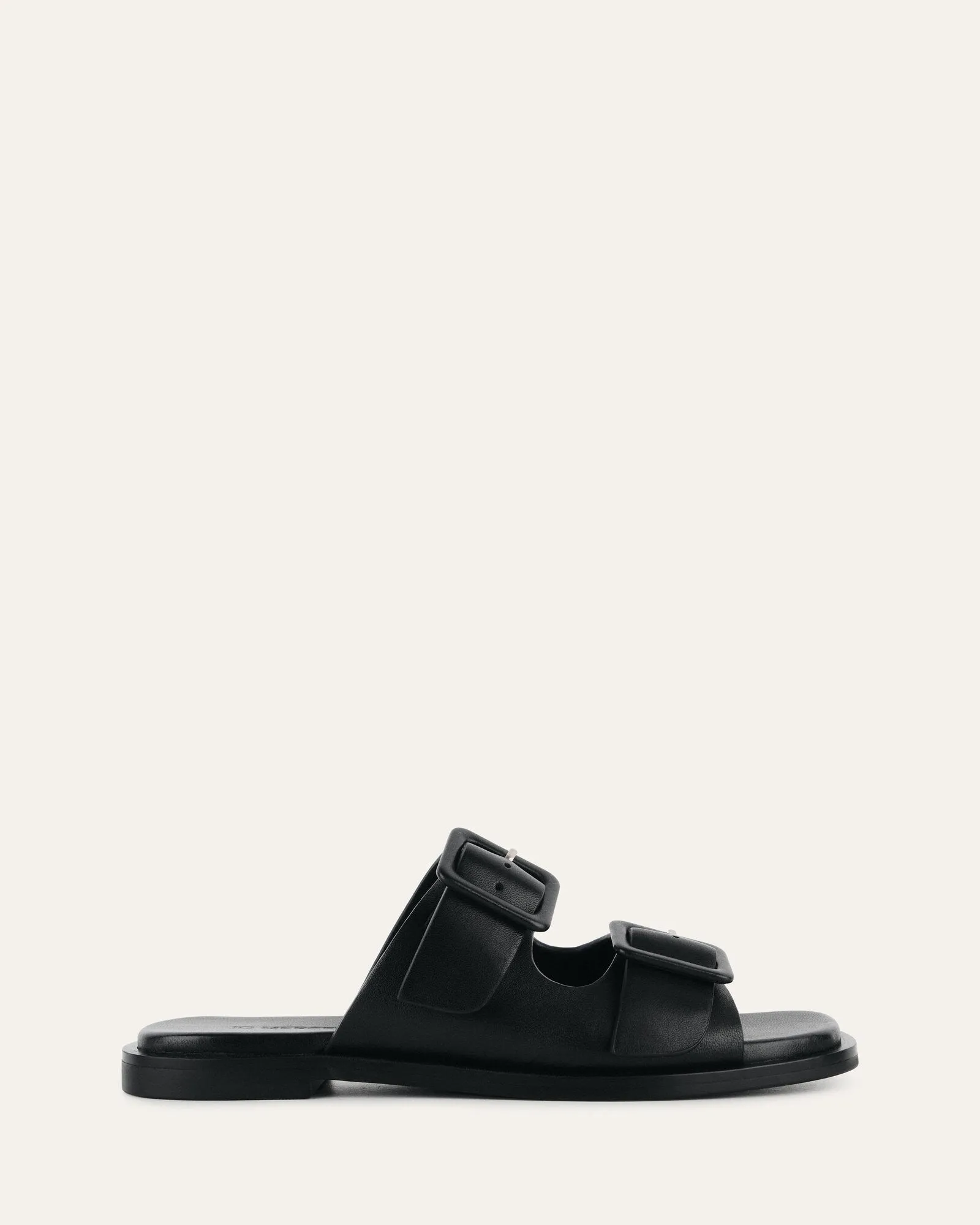 SEBASTIAN FLAT SLIDE EN CUIR NOIR