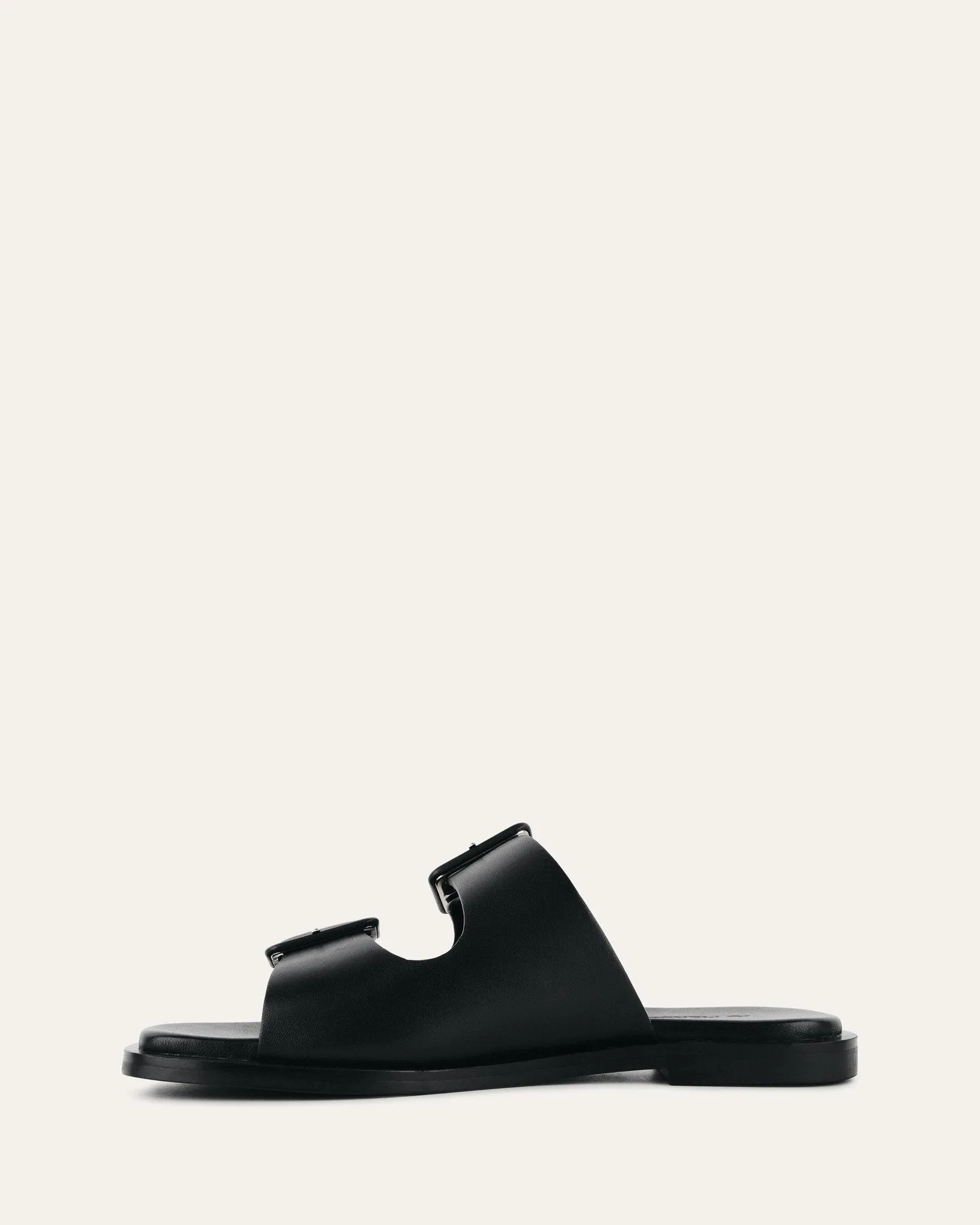 SEBASTIAN FLAT SLIDE EN CUIR NOIR