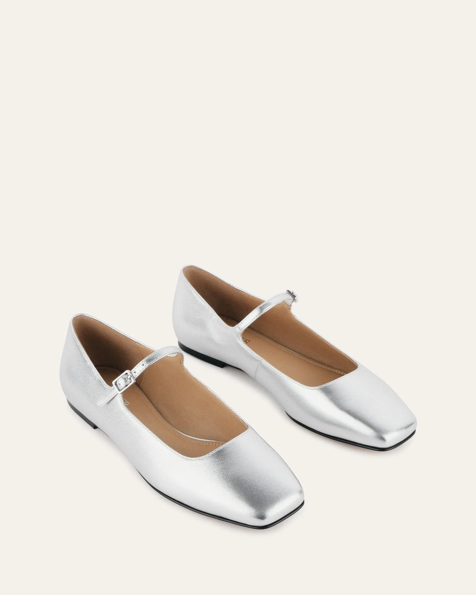 SERENITY BALLERINES DÉCONTRACTÉES EN CUIR ARGENTÉ