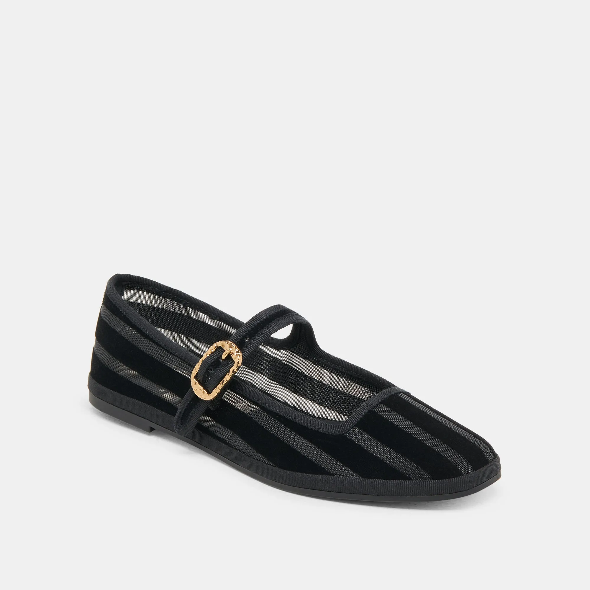 TAMEKA BALLET FLATS NOIR RAYURE MAILLE