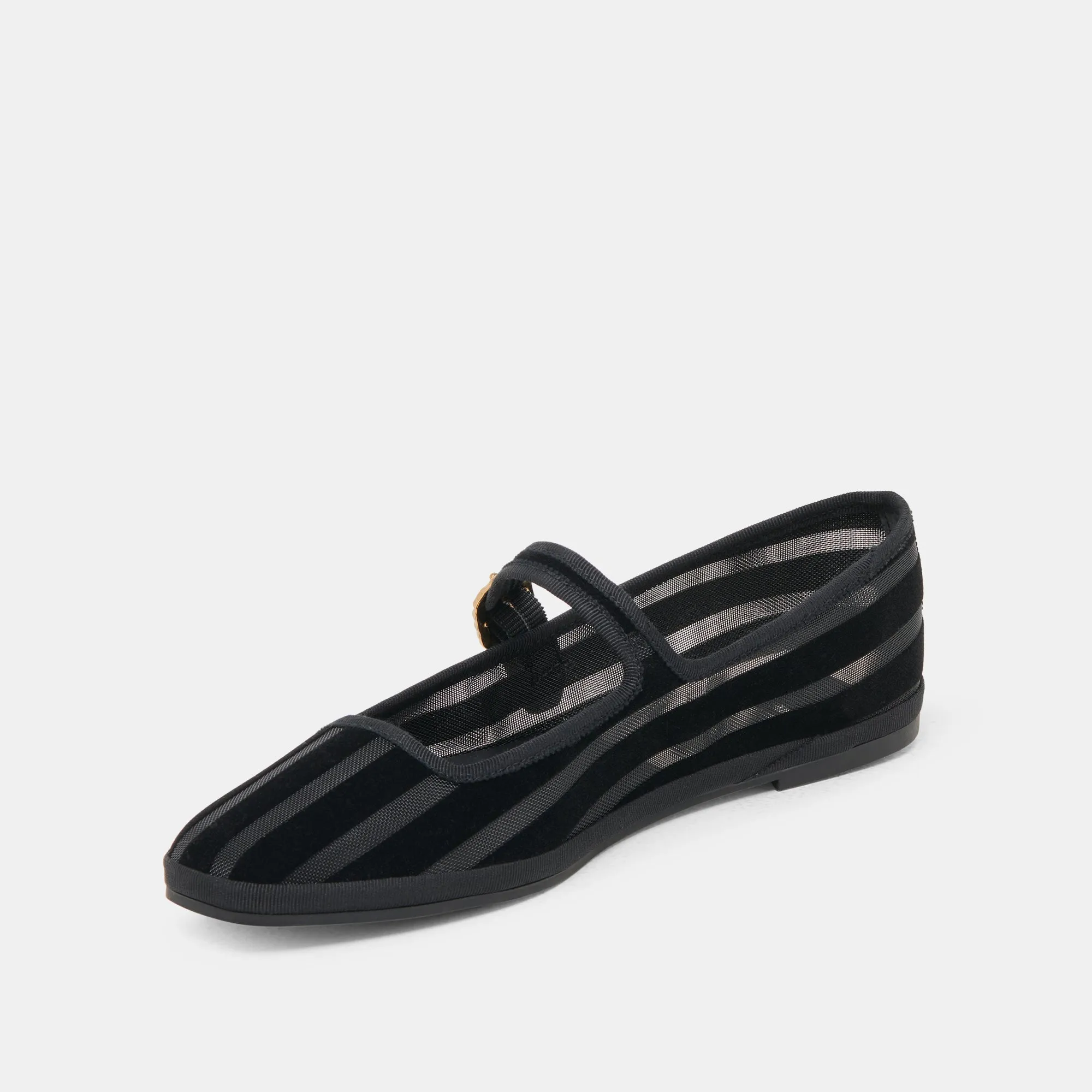 TAMEKA BALLET FLATS NOIR RAYURE MAILLE