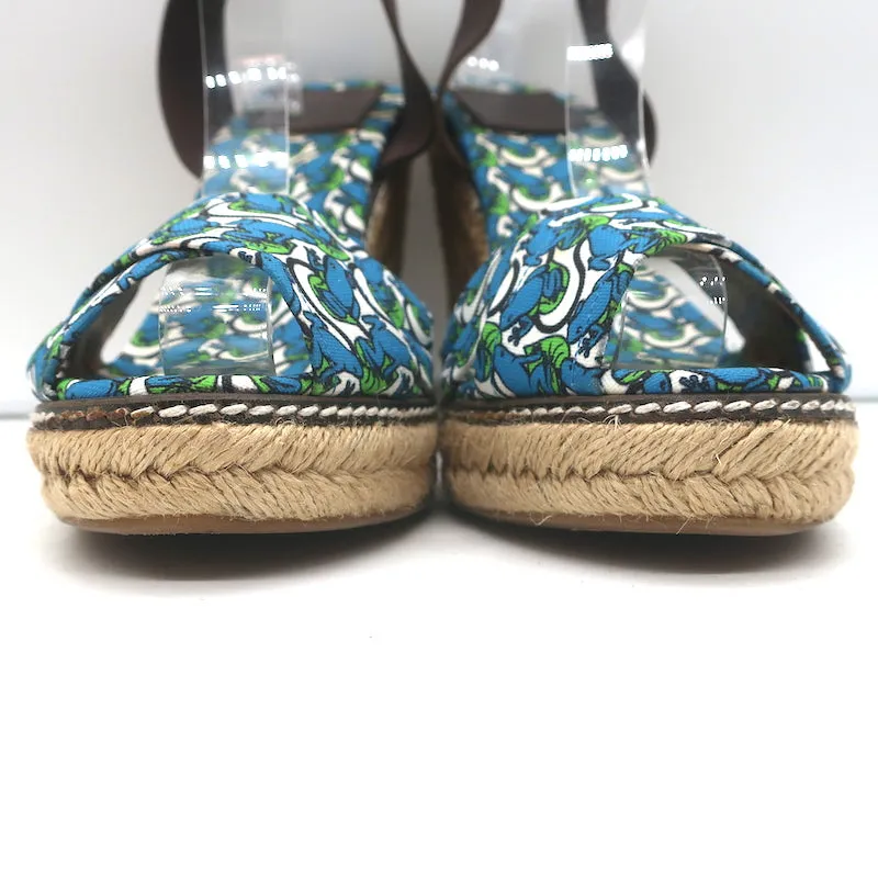 Tory Burch Espadrilles à plateforme en toile avec motif grenouille taille 10