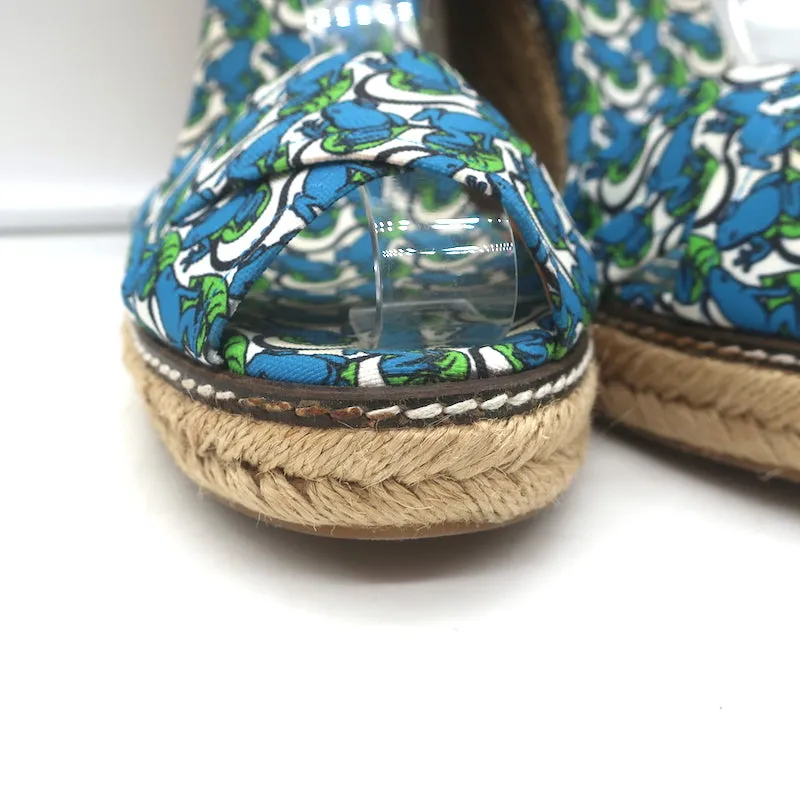 Tory Burch Espadrilles à plateforme en toile avec motif grenouille taille 10