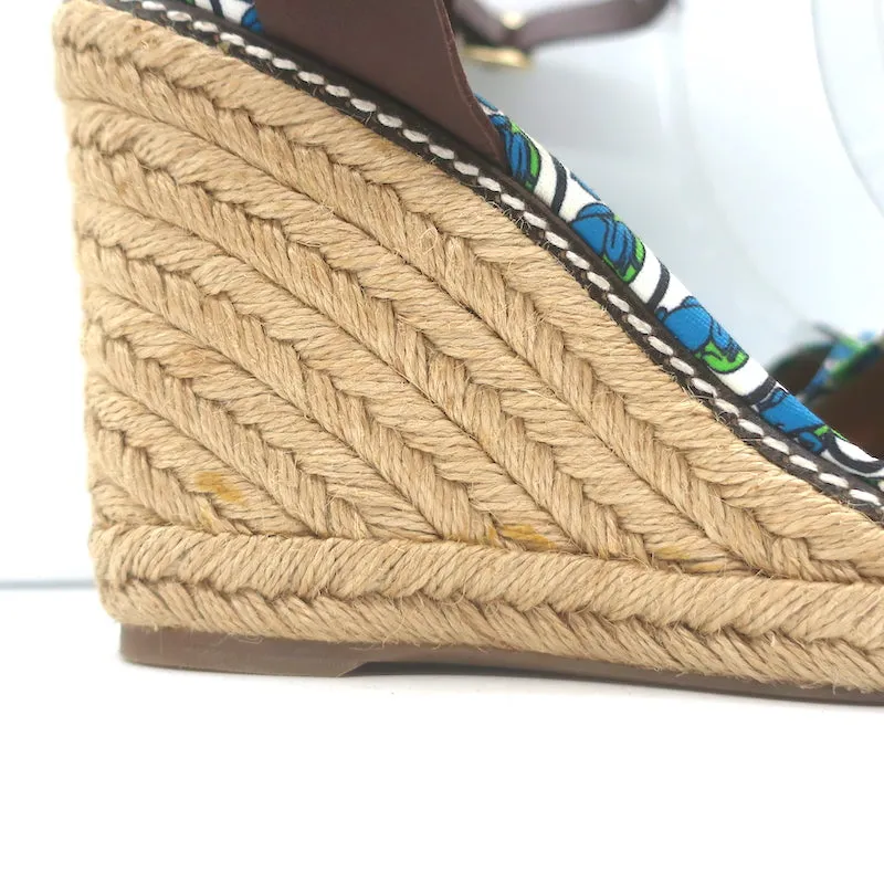 Tory Burch Espadrilles à plateforme en toile avec motif grenouille taille 10