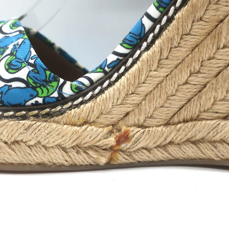Tory Burch Espadrilles à plateforme en toile avec motif grenouille taille 10