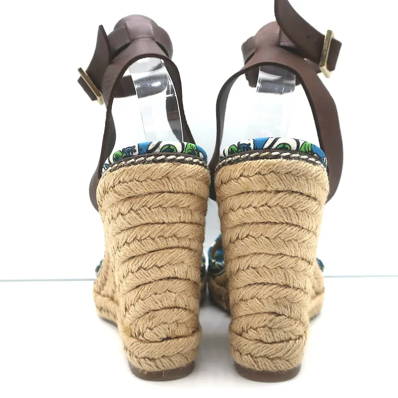 Tory Burch Espadrilles à plateforme en toile avec motif grenouille taille 10