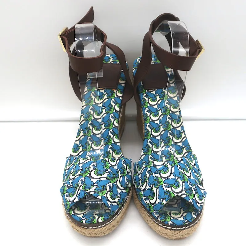 Tory Burch Espadrilles à plateforme en toile avec motif grenouille taille 10