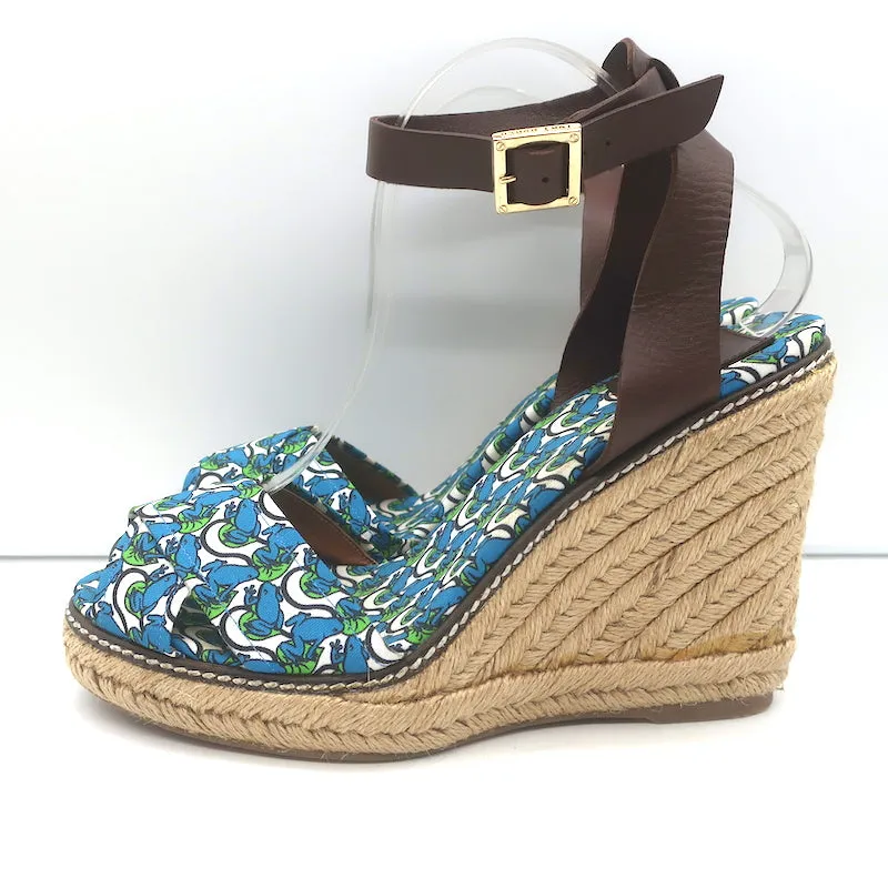 Tory Burch Espadrilles à plateforme en toile avec motif grenouille taille 10