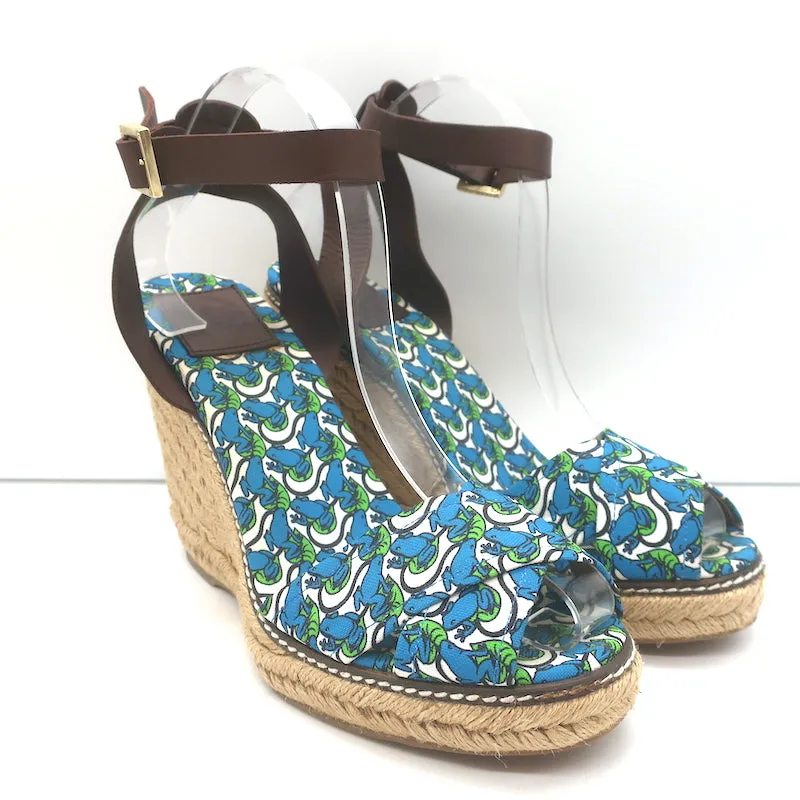 Tory Burch Espadrilles à plateforme en toile avec motif grenouille taille 10