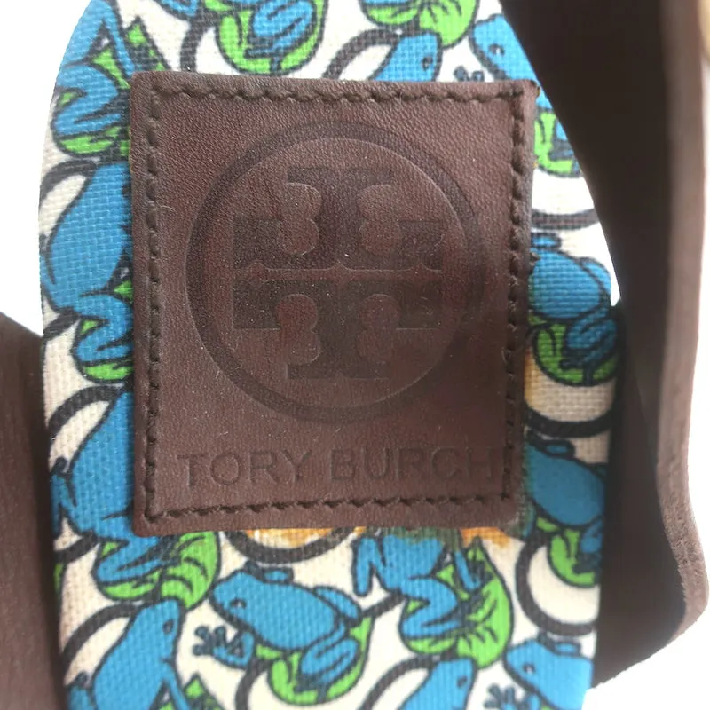 Tory Burch Espadrilles à plateforme en toile avec motif grenouille taille 10