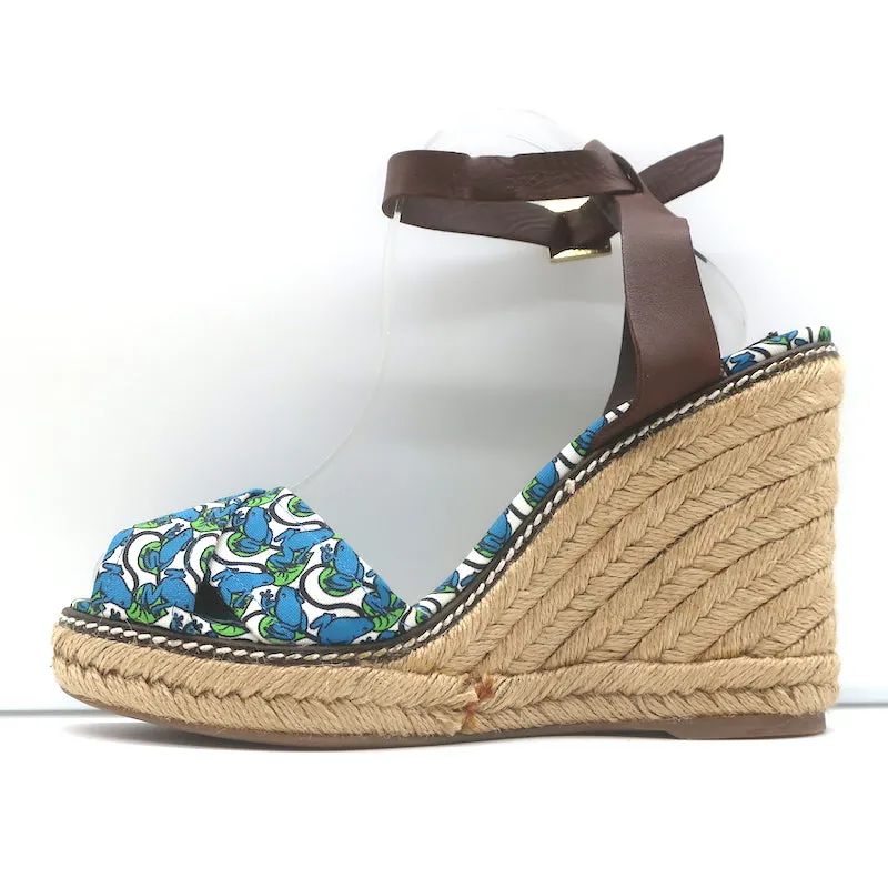 Tory Burch Espadrilles à plateforme en toile avec motif grenouille taille 10