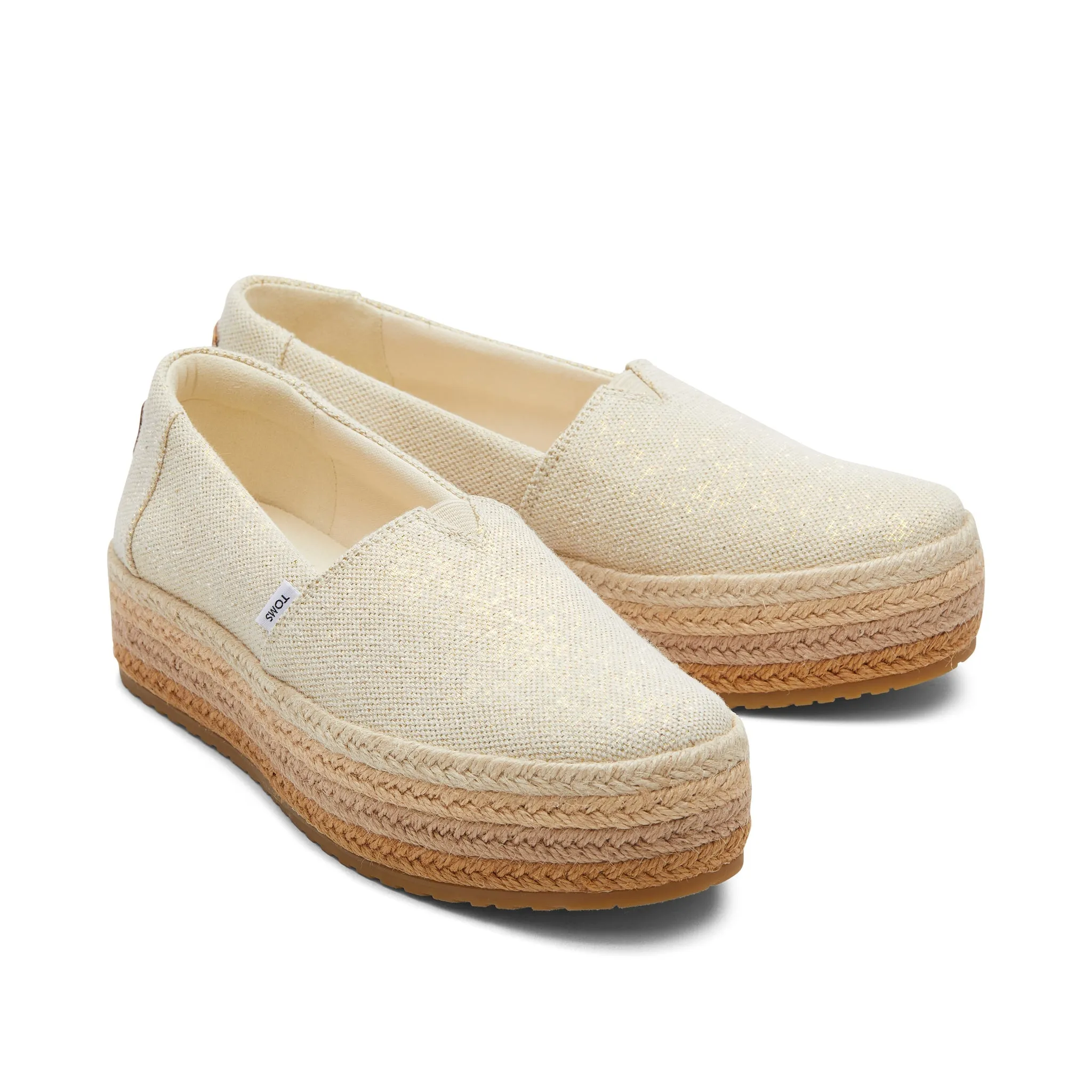 Espadrille plateforme en lin métallisé Valencia