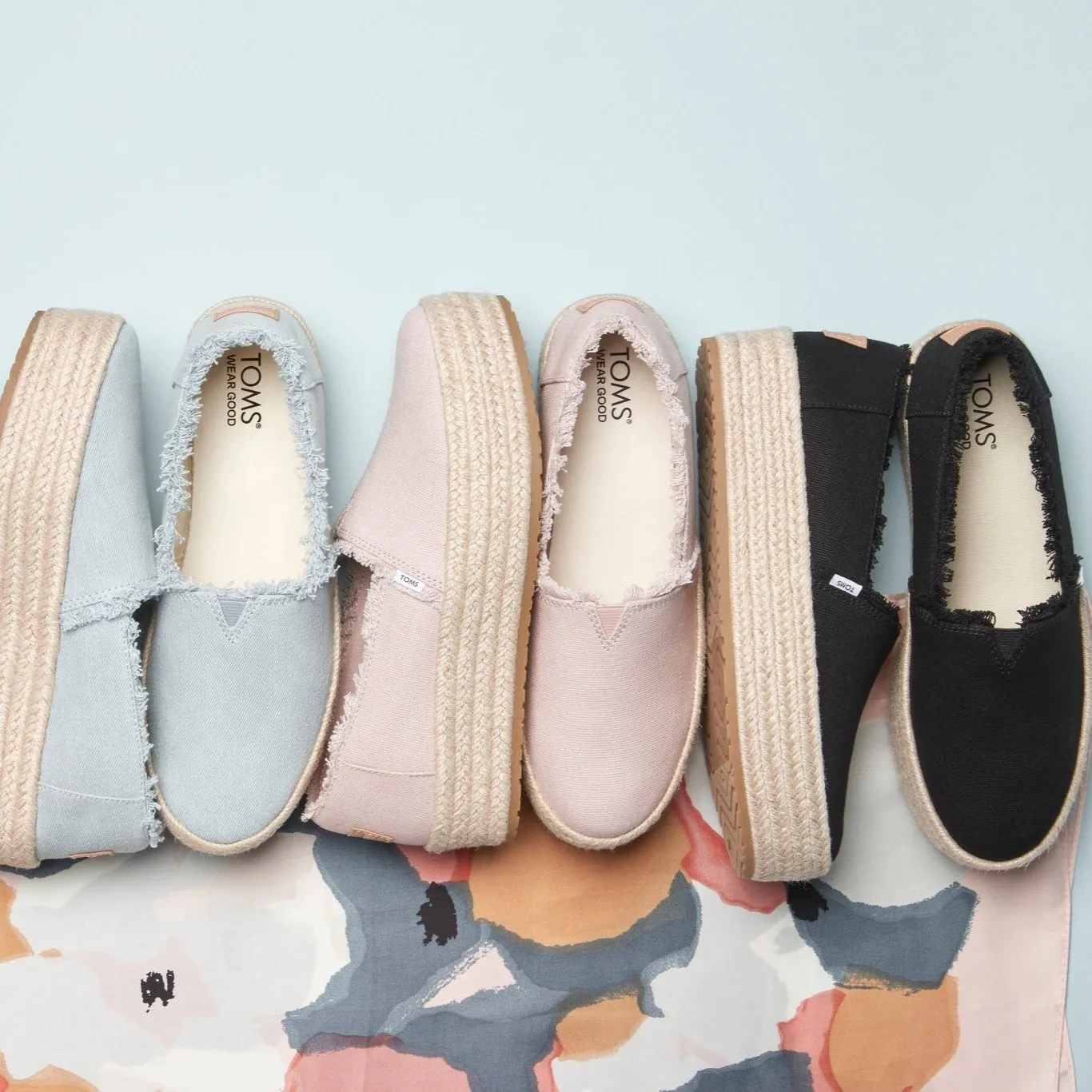 Espadrille plateforme en toile rose Valencia