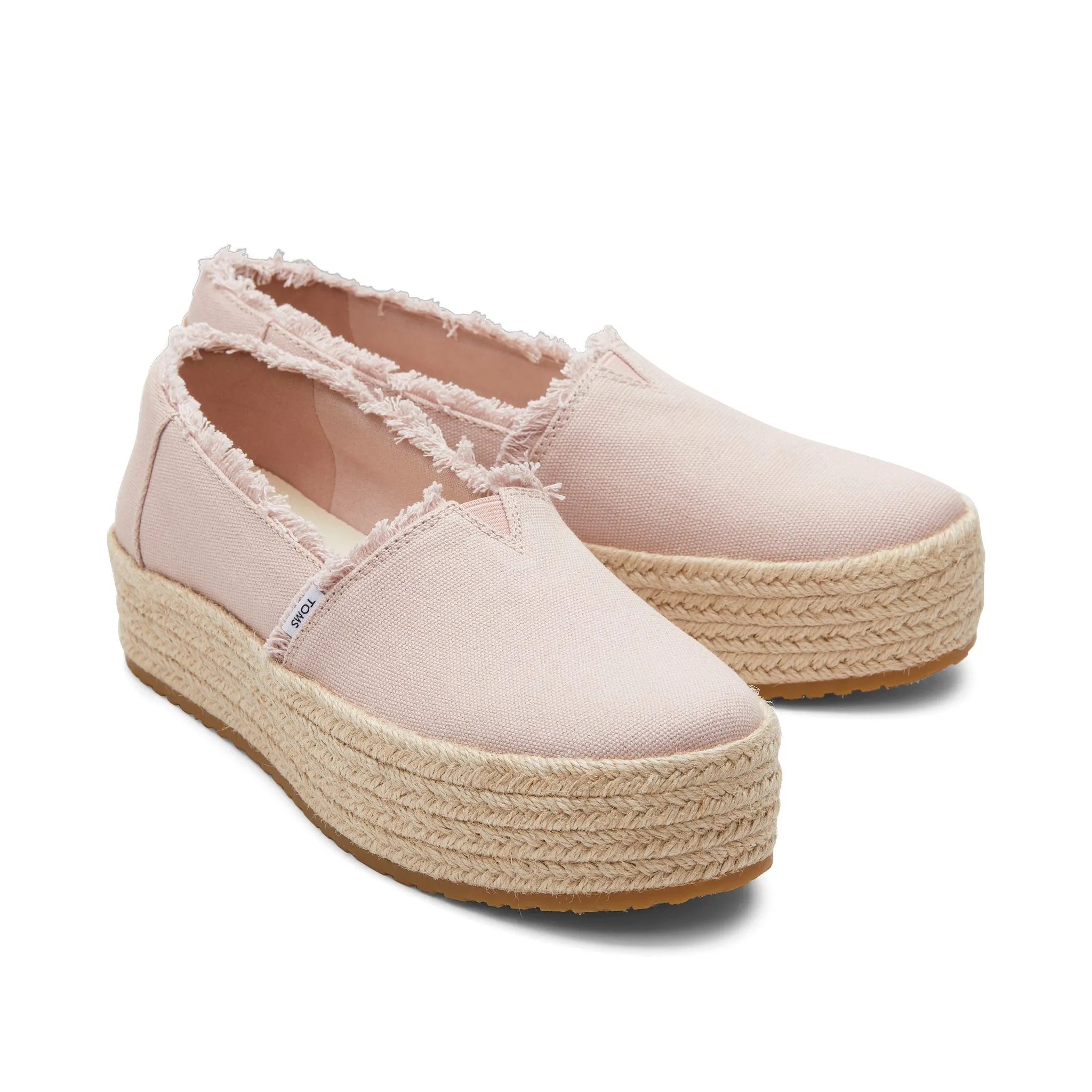 Espadrille plateforme en toile rose Valencia