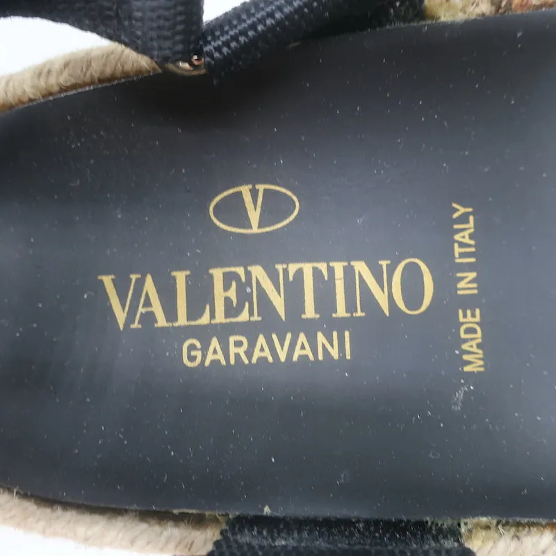 Valentino Rockstud Escarpins en Nylon à Double Bride Noir Taille 38 NEUF